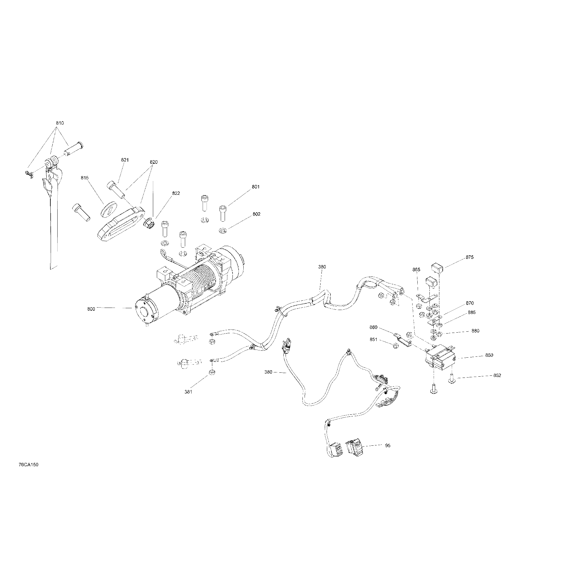 An Image of a Genuine Can-Am Parts Schematic Diagram showing the schematic - ELECTRIC - WINCH