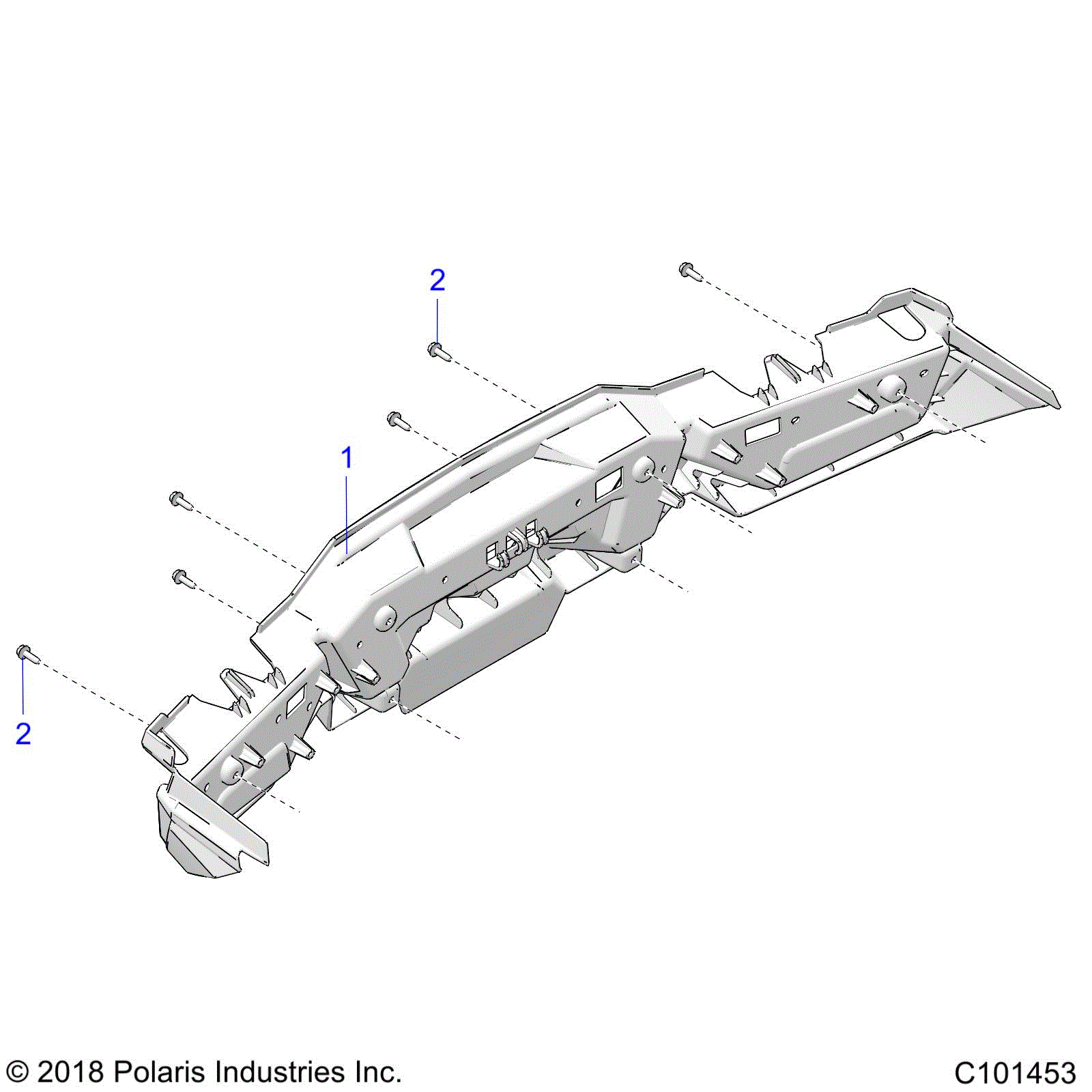 An Image of a Genuine Polaris Parts Schematic Diagram showing the schematic - BODY: REAR BUMPER - 2020 POLARIS SPORTSMAN XP 1000 S 55"
