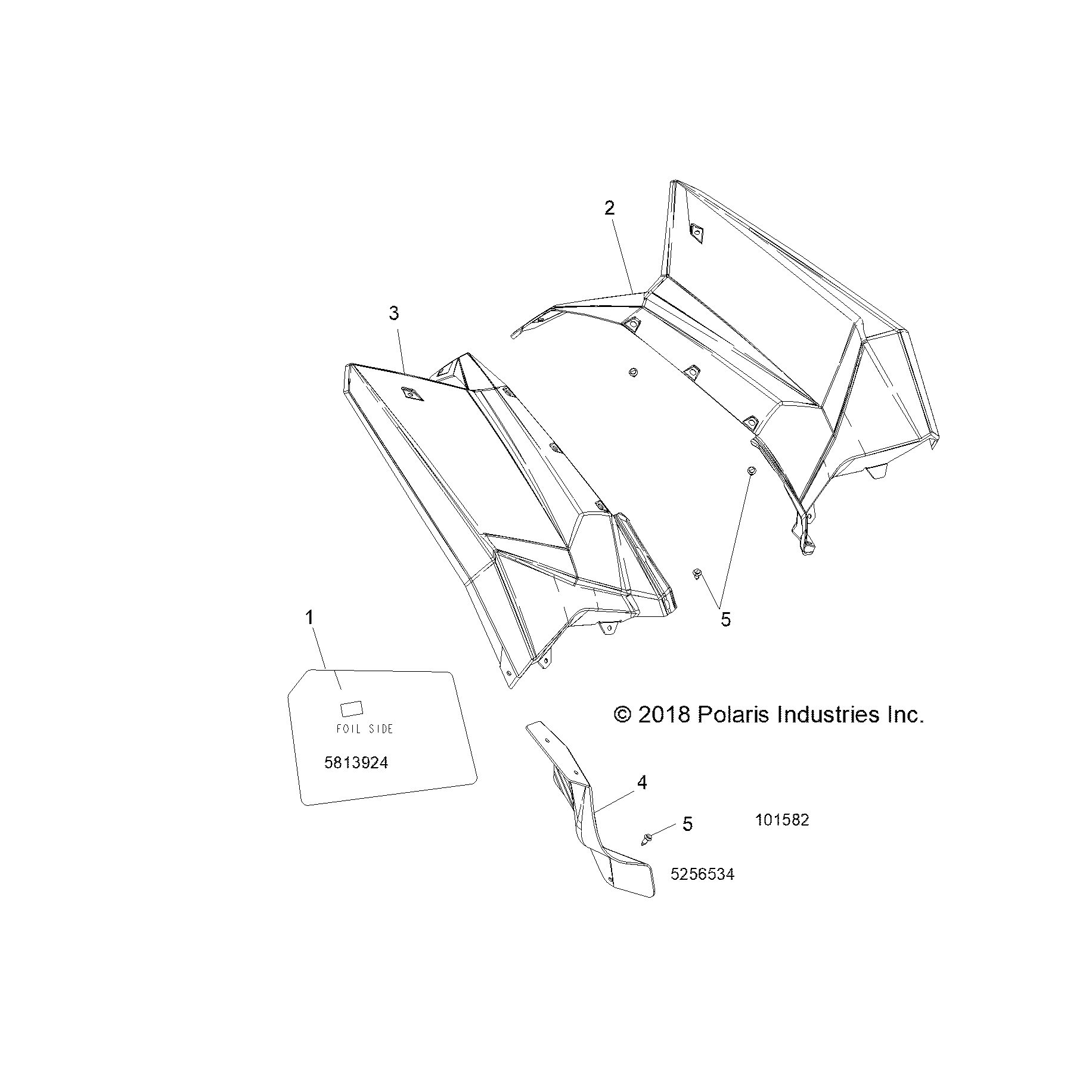 An Image of a Genuine Polaris Parts Schematic Diagram showing the schematic - BODY: REAR CAB - 2015 POLARIS SCRAMBLER 850
