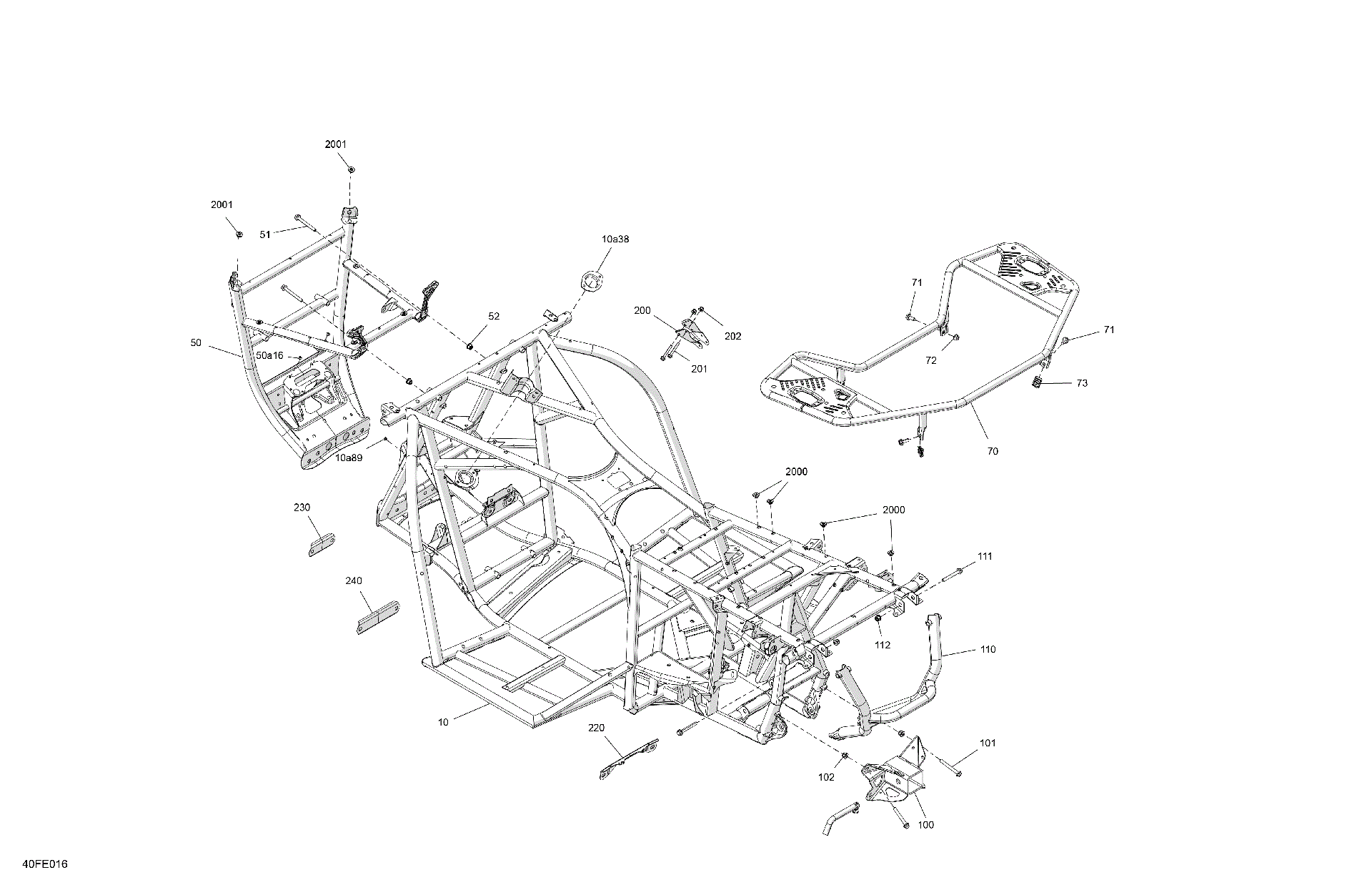 An Image of a Genuine Can-Am Parts Schematic Diagram showing the schematic - FRAME - SYSTEM