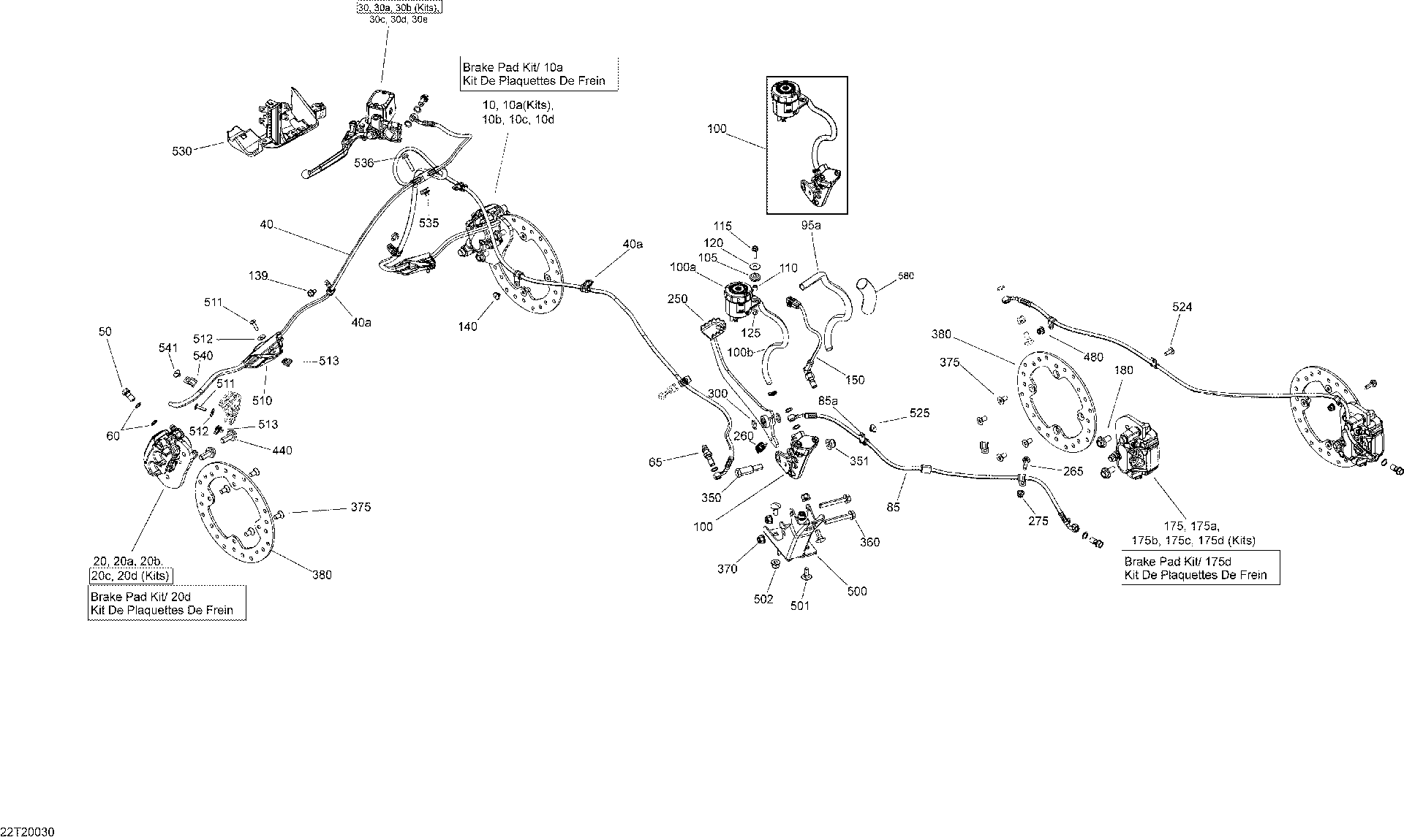 An Image of a Genuine Can-Am Parts Schematic Diagram showing the schematic - BRAKES