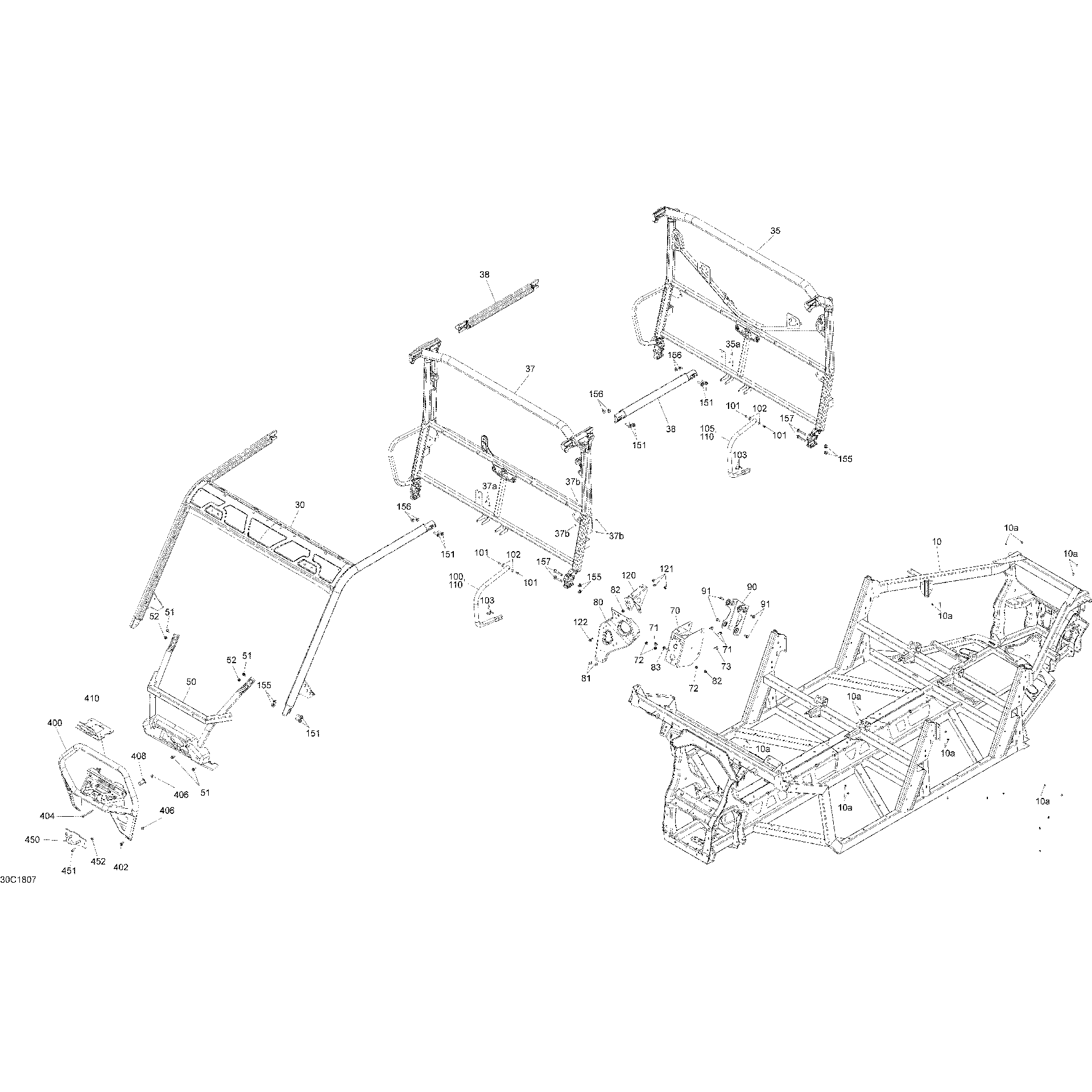 An Image of a Genuine Can-Am Parts Schematic Diagram showing the schematic - FRAME LONE STAR EDITION