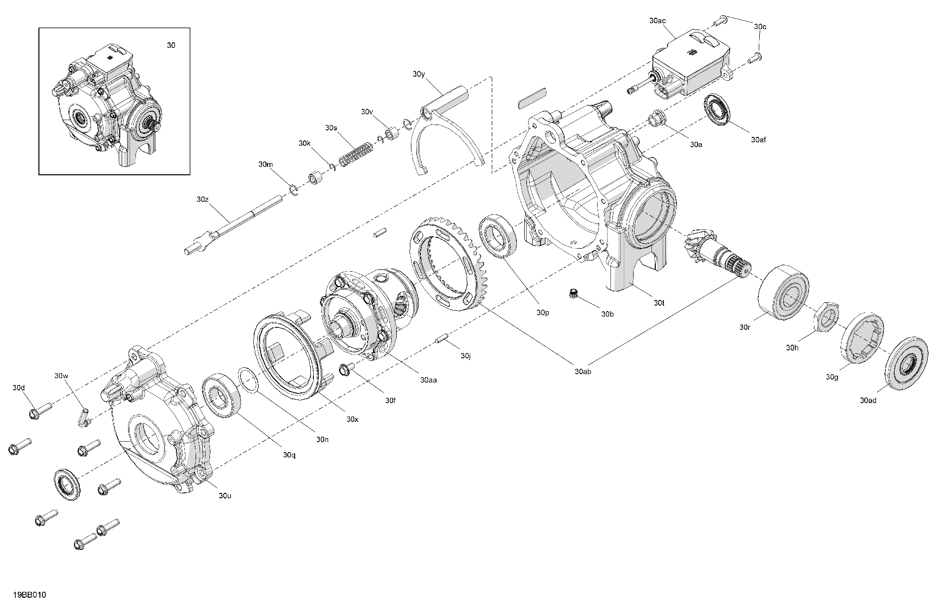 An Image of a Genuine Can-Am Parts Schematic Diagram showing the schematic - DRIVE - FRONT - DIFFERENTIAL PARTS