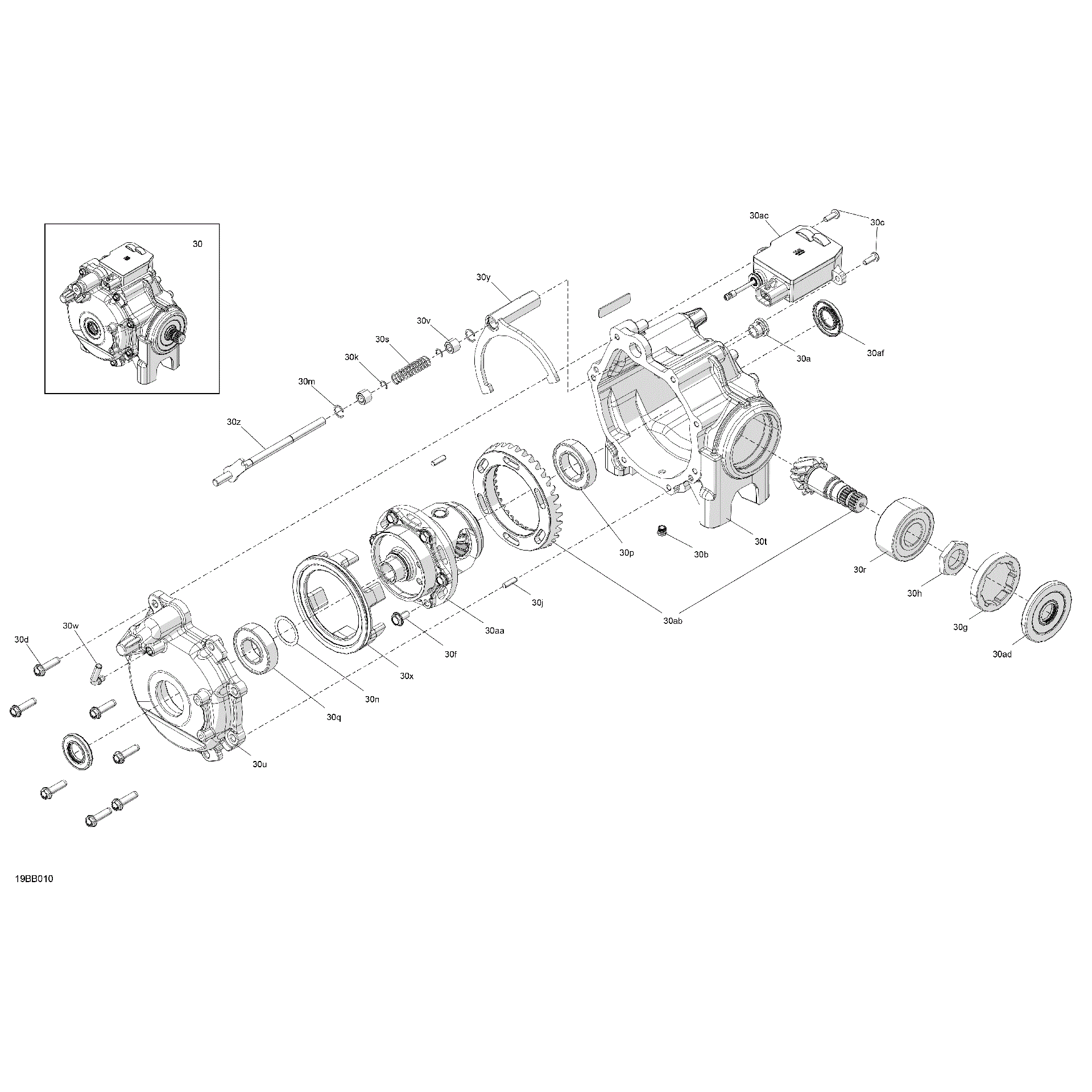 An Image of a Genuine Can-Am Parts Schematic Diagram showing the schematic - DRIVE - FRONT - DIFFERENTIAL PARTS