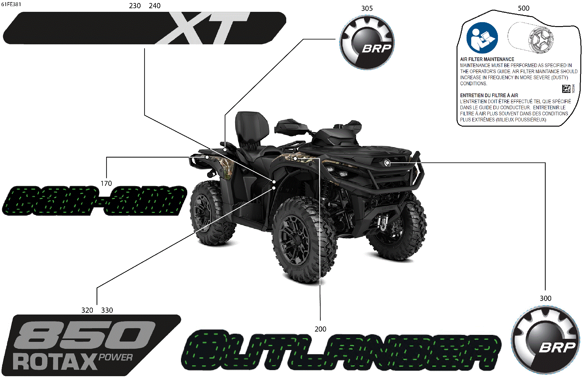 An Image of a Genuine Can-Am Parts Schematic Diagram showing the schematic - BODY - FEATURE DECALS