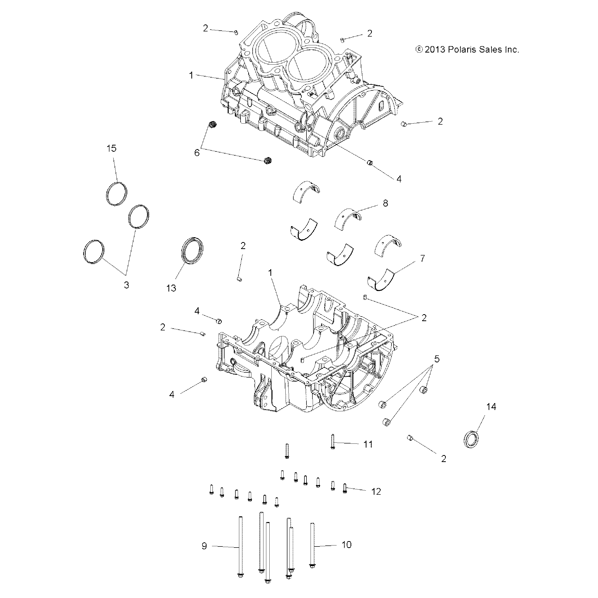 An Image of a Genuine Polaris Parts Schematic Diagram showing the schematic - ENGINE: CRANKCASE - 2017 POLARIS SPORTSMAN TOURING 850 SP