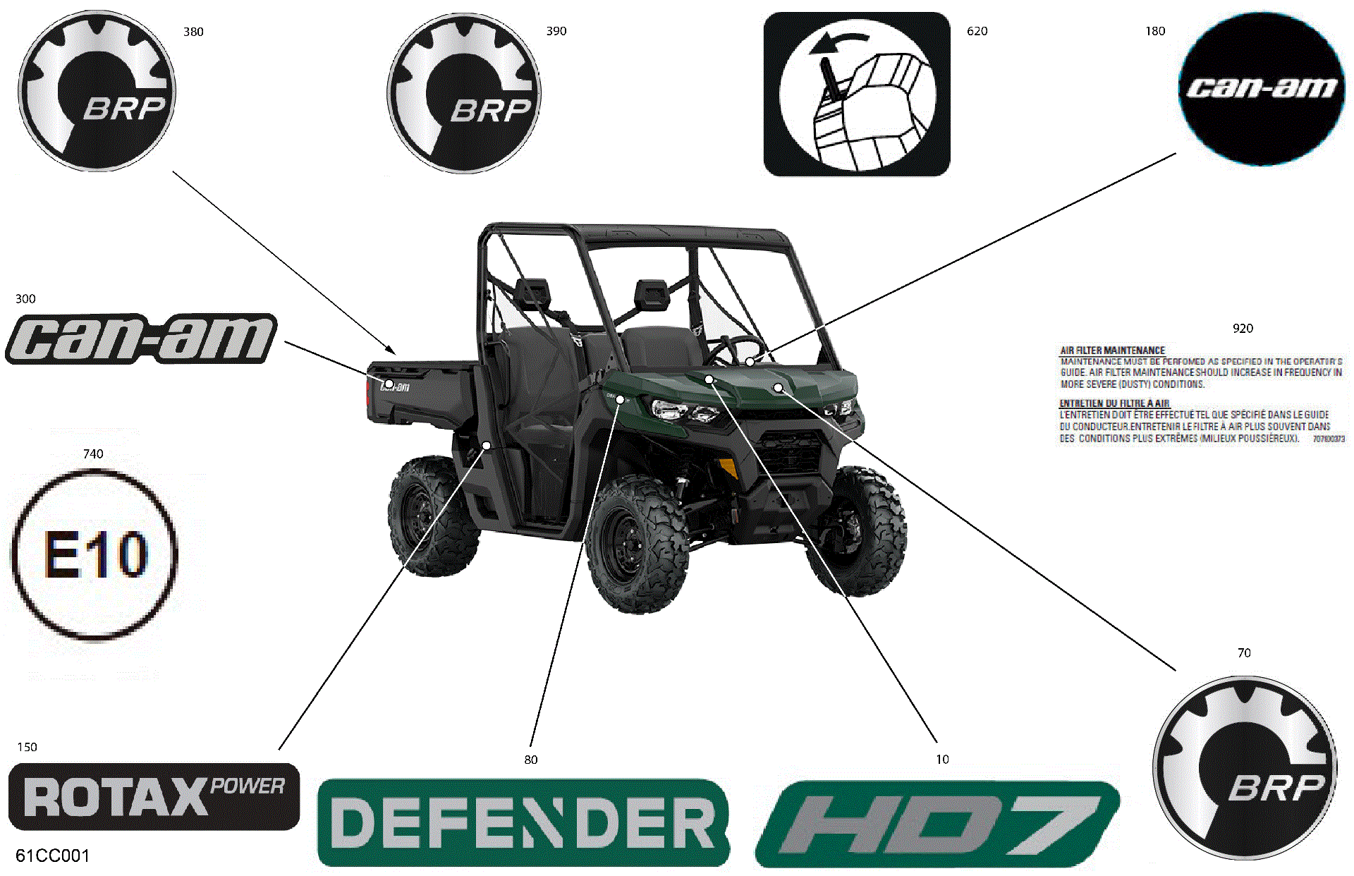 An Image of a Genuine Can-Am Parts Schematic Diagram showing the schematic - BODY - DECALS