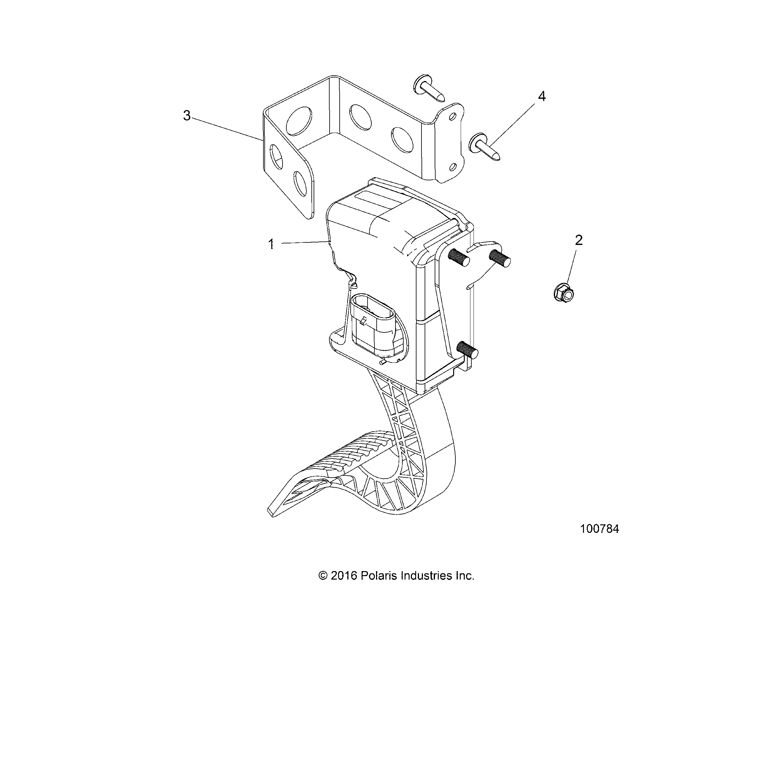 An Image of a Genuine Polaris Parts Schematic Diagram showing the schematic - ENGINE: THROTTLE PEDAL AND MOUNT - 2018 POLARIS ACE 150 EFI INDY
