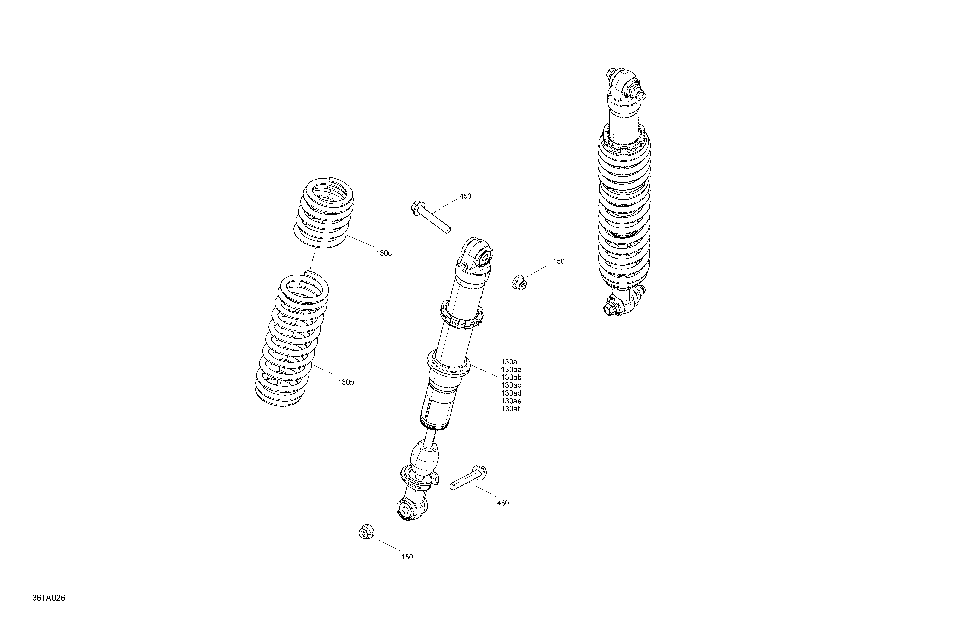 An Image of a Genuine Can-Am Parts Schematic Diagram showing the schematic - SUSPENSION - REAR SHOCKS