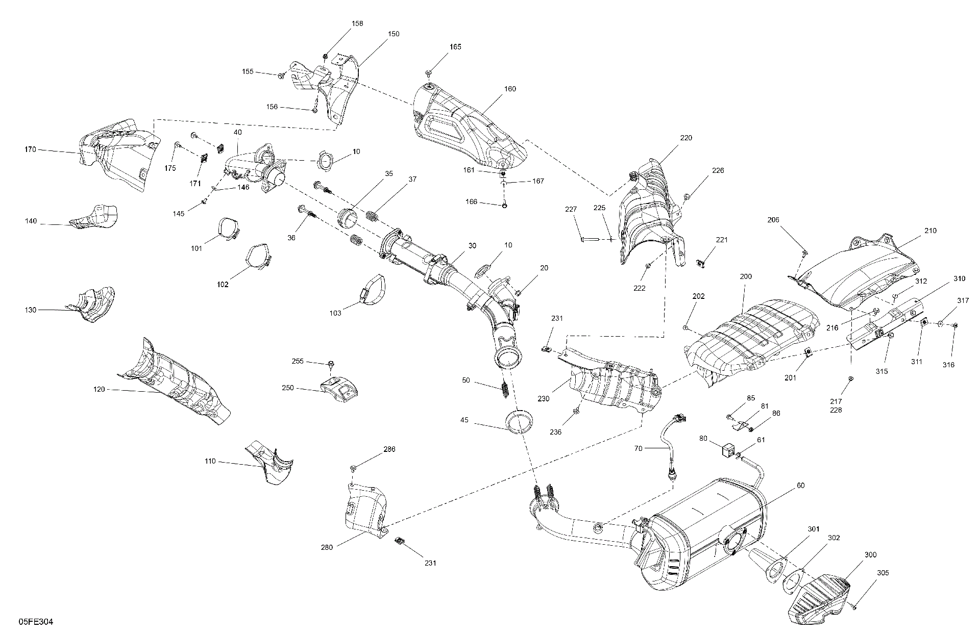 An Image of a Genuine Can-Am Parts Schematic Diagram showing the schematic - ENGINE - EXHAUST