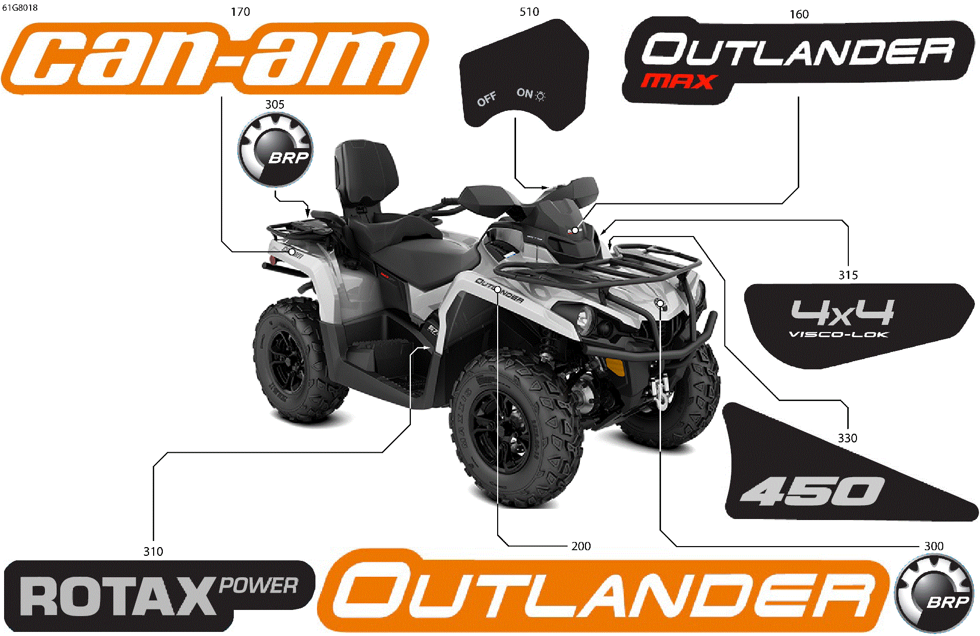 An Image of a Genuine Can-Am Parts Schematic Diagram showing the schematic - BODY - FEATURE DECALS