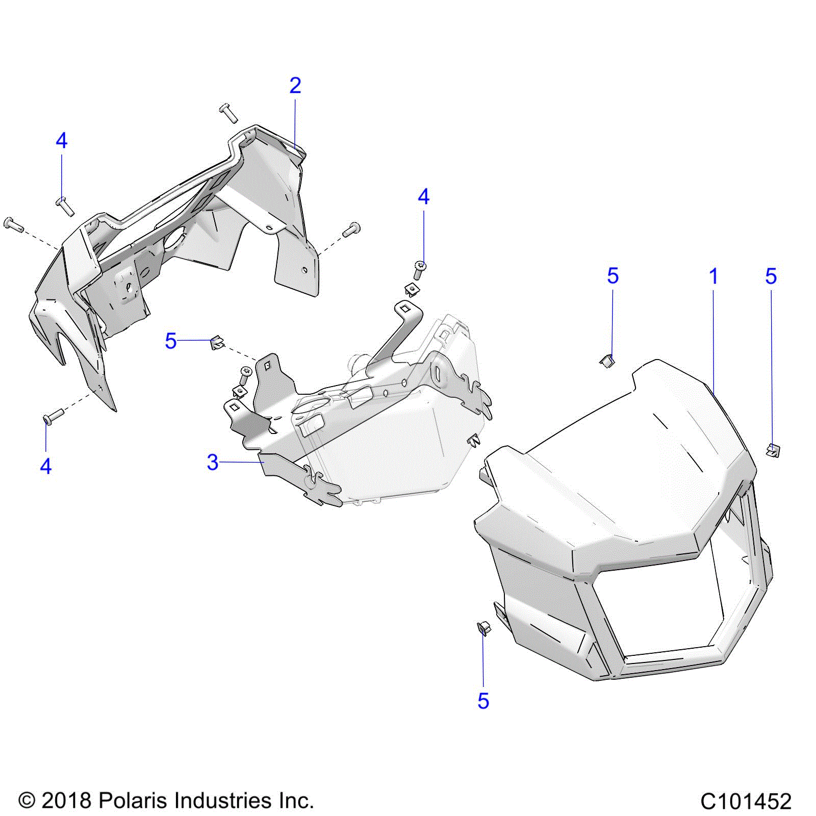 An Image of a Genuine Polaris Parts Schematic Diagram showing the schematic - BODY: HEADLIGHT POD - 2020 POLARIS SPORTSMAN 850 48" TRAIL