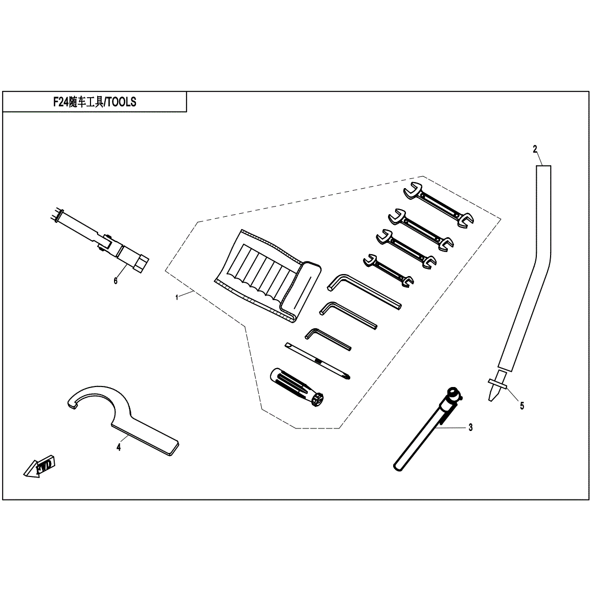 An Image of a Genuine CFMOTO Parts Schematic Diagram showing the schematic - TOOLS - 2021 CFMOTO UFORCE 800