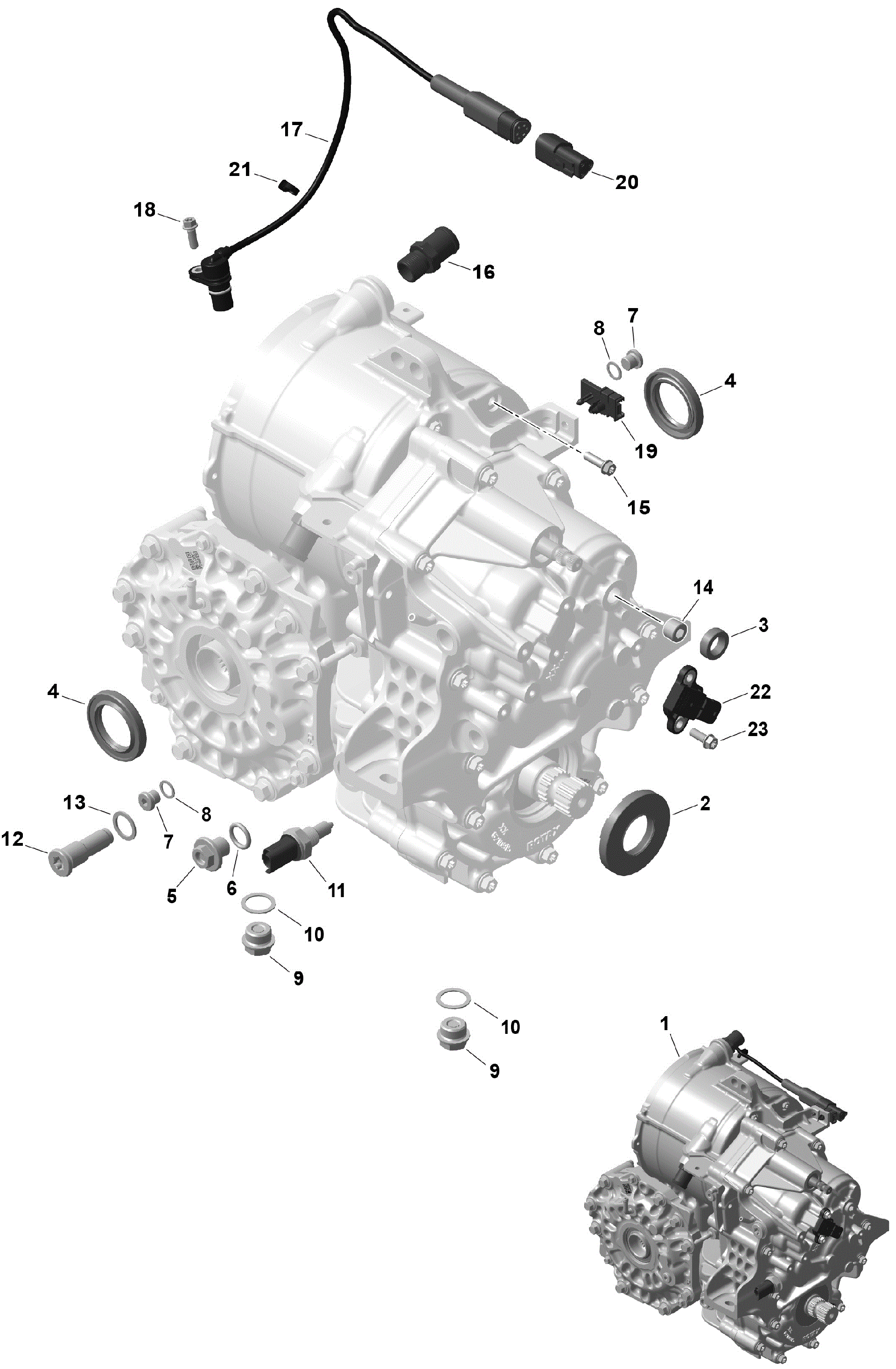 An Image of a Genuine Can-Am Parts Schematic Diagram showing the schematic - ROTAX - GEARBOX