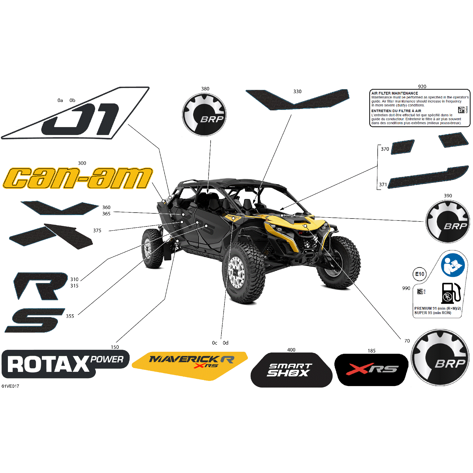 An Image of a Genuine Can-Am Parts Schematic Diagram showing the schematic - BODY - DECALS