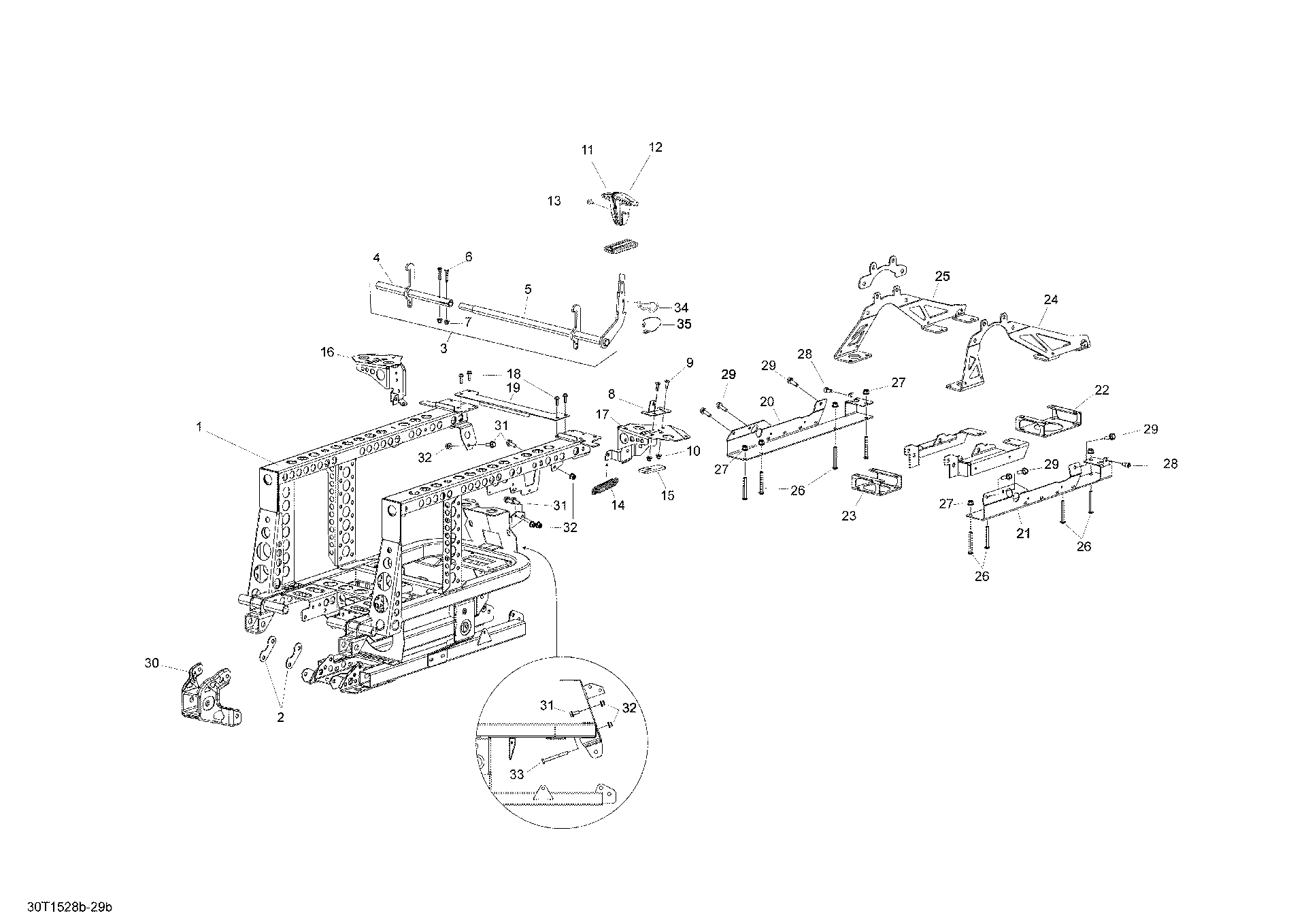 An Image of a Genuine Can-Am Parts Schematic Diagram showing the schematic - FRAME _30T1529B