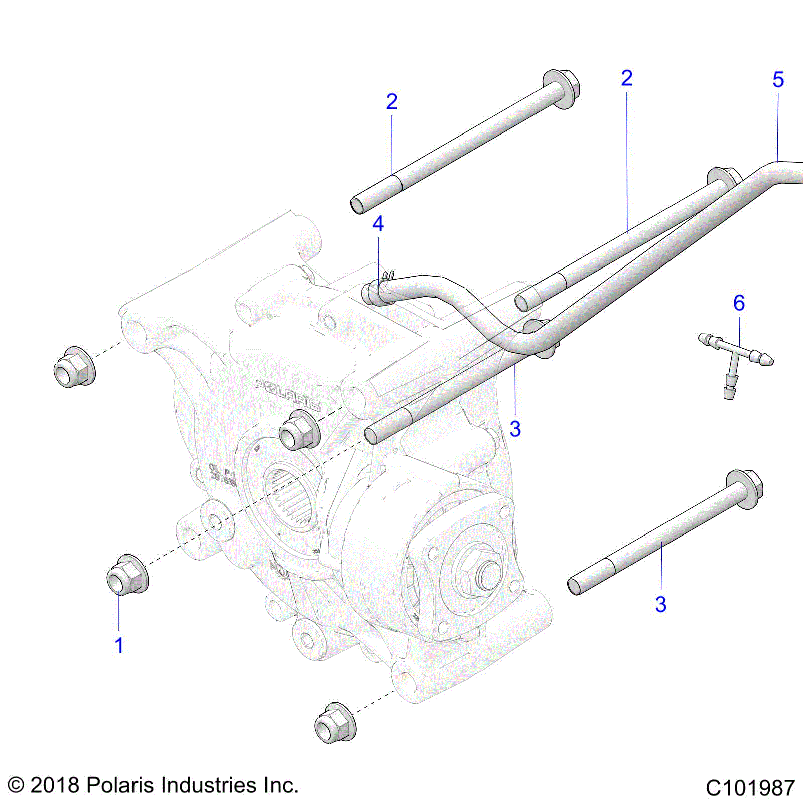 An Image of a Genuine Polaris Parts Schematic Diagram showing the schematic - DRIVE TRAIN: GEARCASE MOUNTING REAR - 2019 POLARIS SPORTSMAN 1000 XP 48