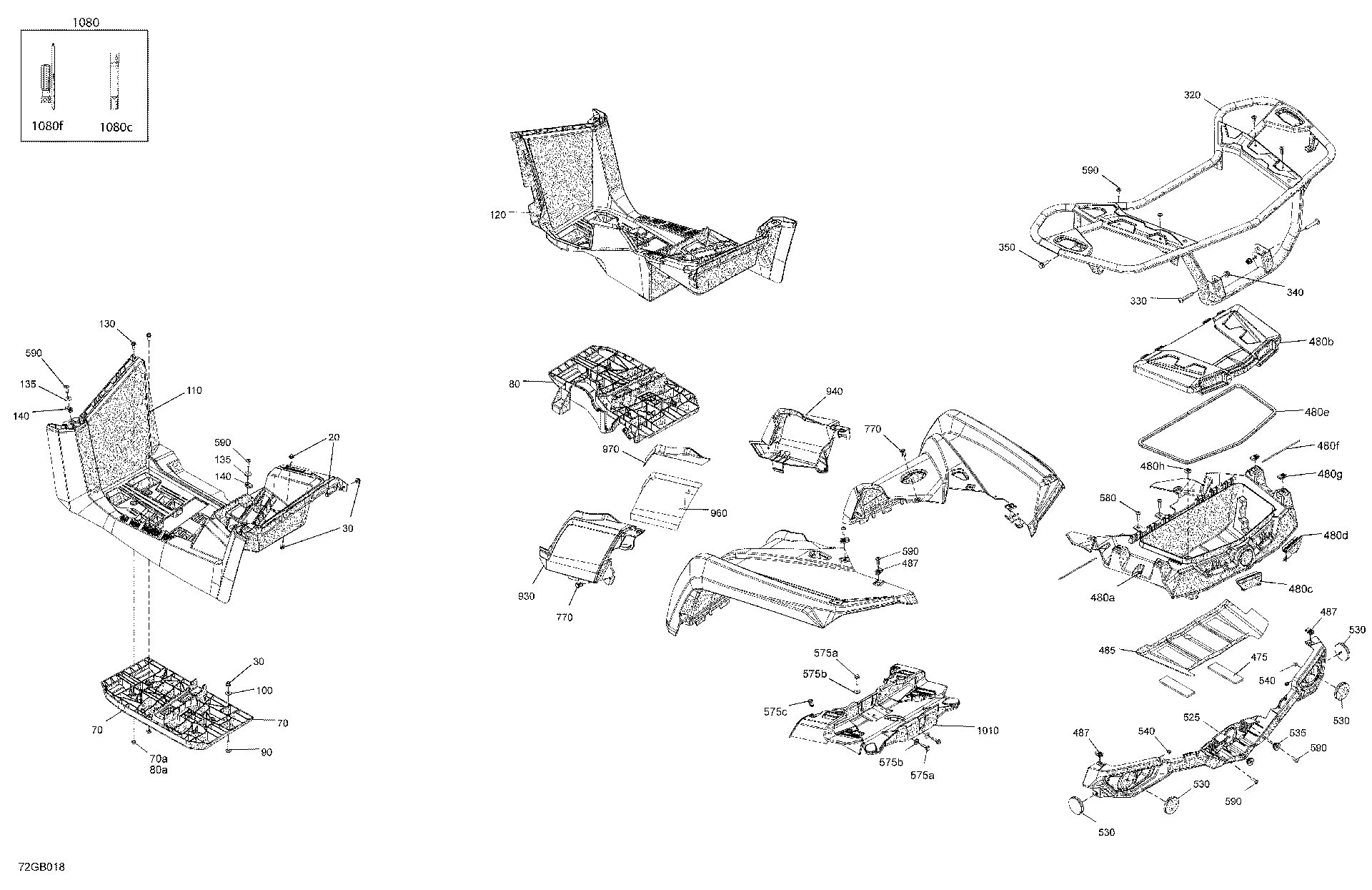 An Image of a Genuine Can-Am Parts Schematic Diagram showing the schematic - BODY - REAR SECTION