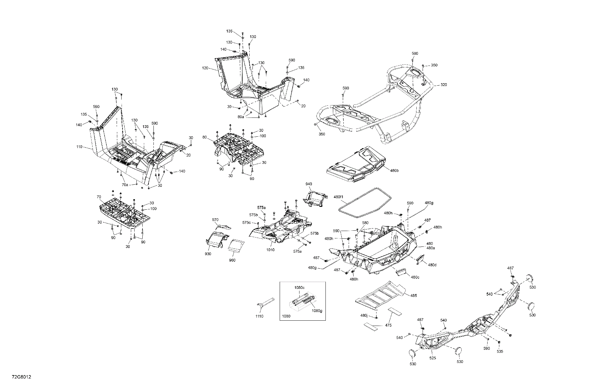 An Image of a Genuine Can-Am Parts Schematic Diagram showing the schematic - BODY - REAR SECTION