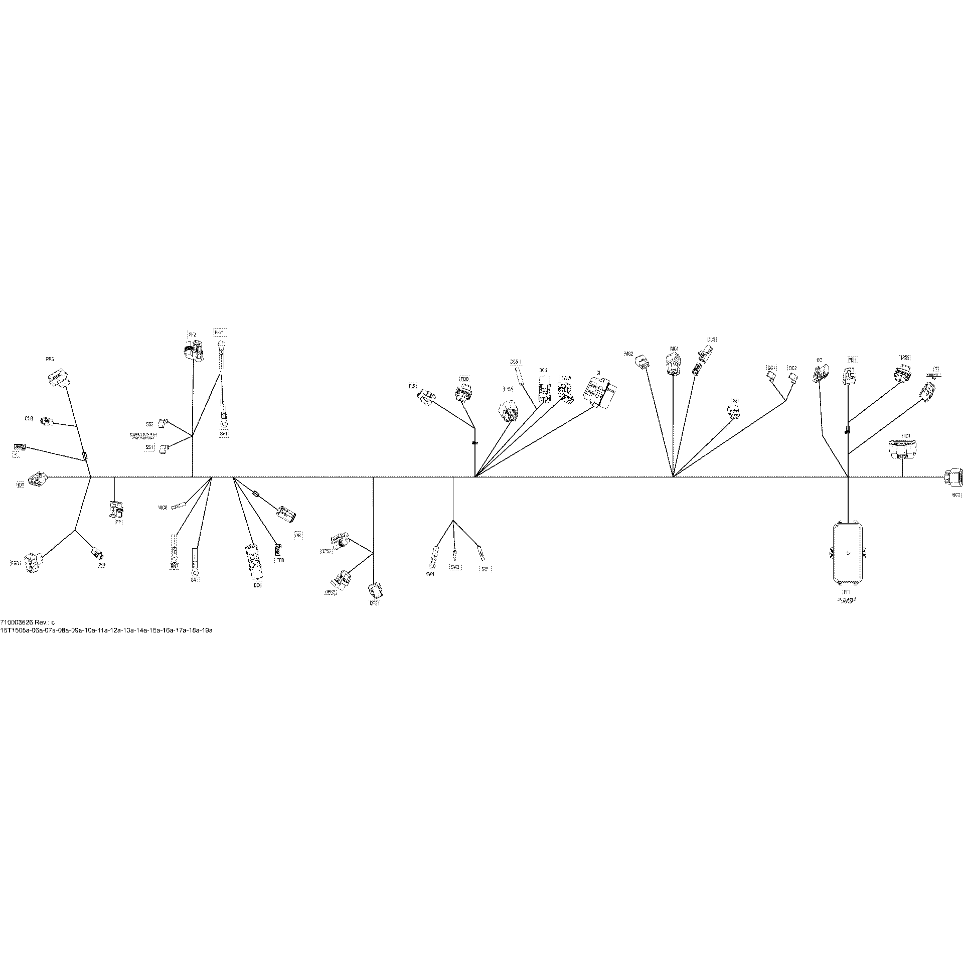An Image of a Genuine Can-Am Parts Schematic Diagram showing the schematic - ELECTRICAL HARNESS MAIN HARNESS_15T1519A