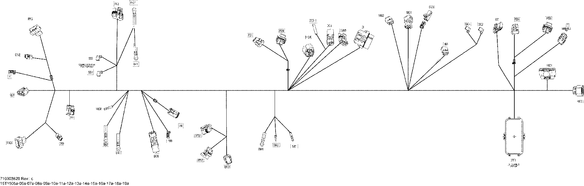 An Image of a Genuine Can-Am Parts Schematic Diagram showing the schematic - ELECTRICAL HARNESS MAIN HARNESS_15T1510A