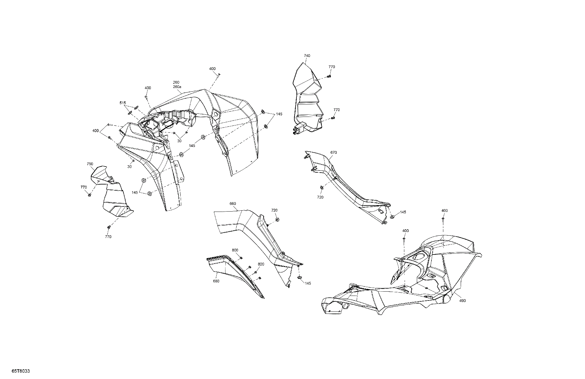 An Image of a Genuine Can-Am Parts Schematic Diagram showing the schematic - BODY - FENDER KIT