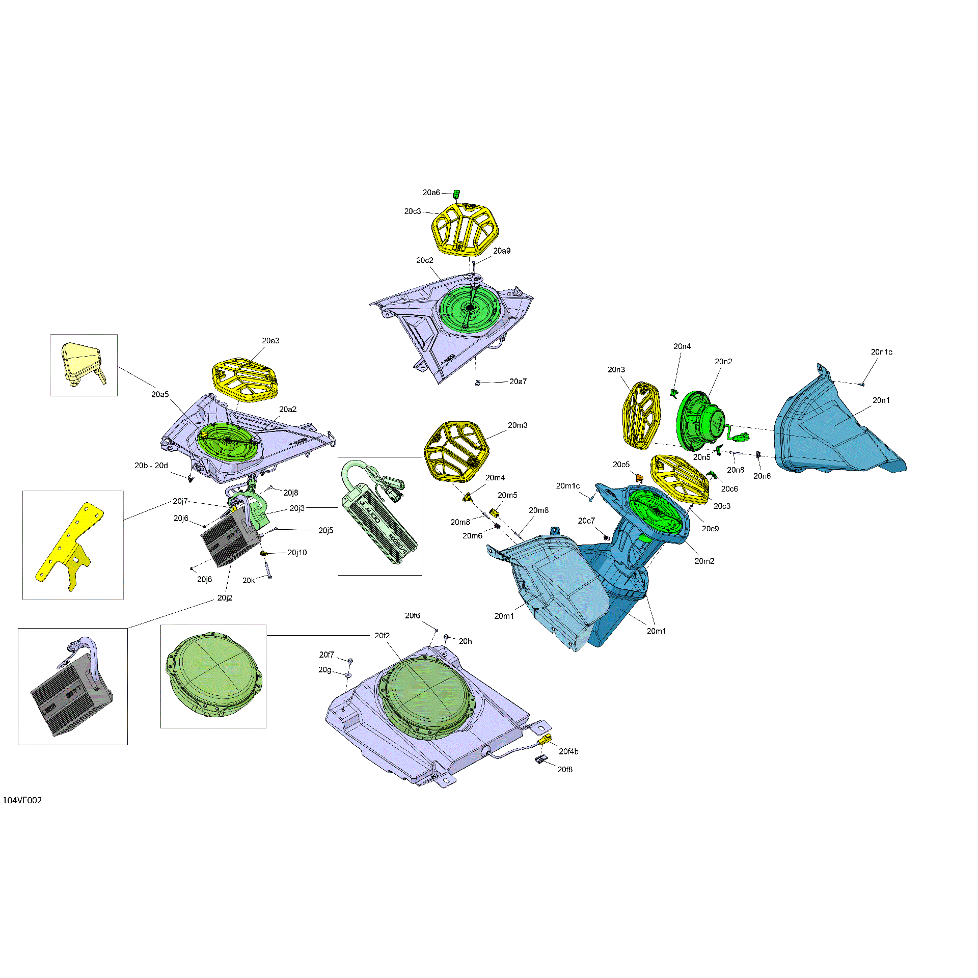 An Image of a Genuine Can-Am Parts Schematic Diagram showing the schematic - ELECTRIC - AUDIO SYSTEM