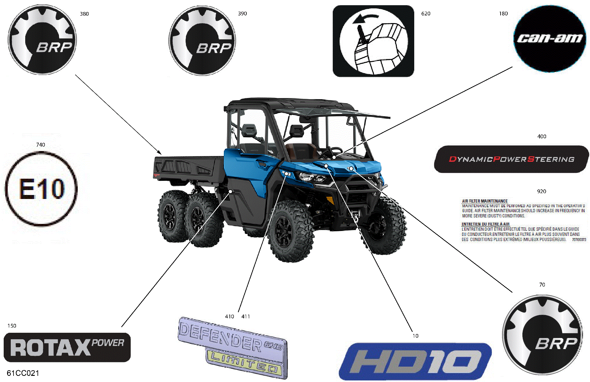 An Image of a Genuine Can-Am Parts Schematic Diagram showing the schematic - BODY - DECALS