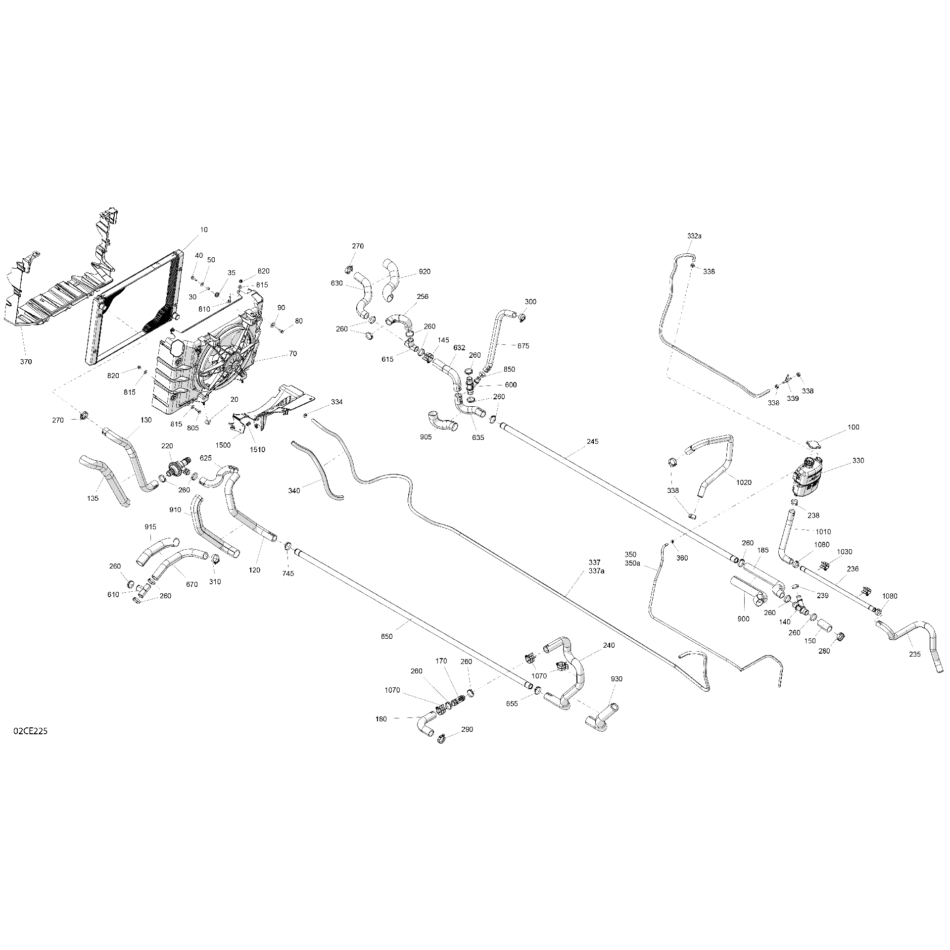 An Image of a Genuine Can-Am Parts Schematic Diagram showing the schematic - ENGINE - COOLING
