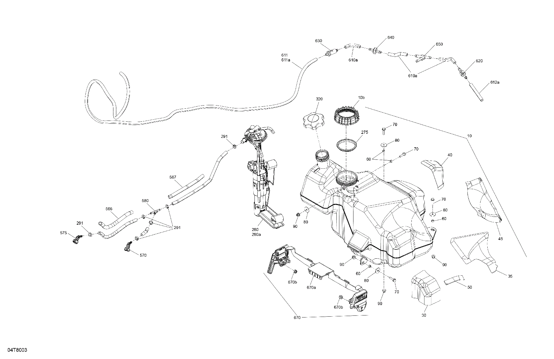 An Image of a Genuine Can-Am Parts Schematic Diagram showing the schematic - ENGINE - FUEL