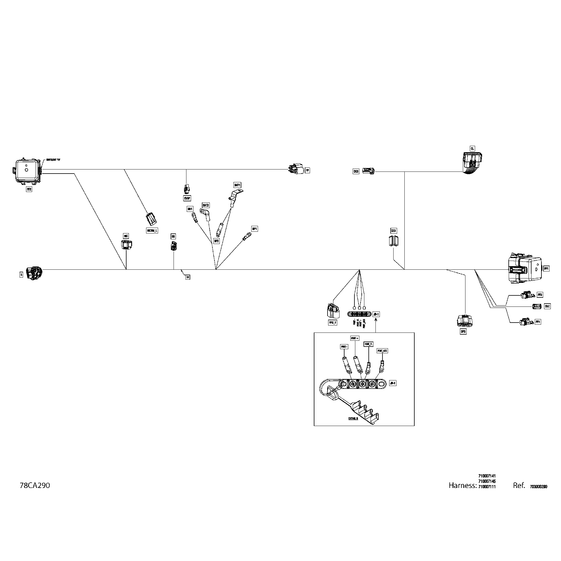 An Image of a Genuine Can-Am Parts Schematic Diagram showing the schematic - ELECTRIC - MAIN HARNESS - 710007111 - DPS - XT
