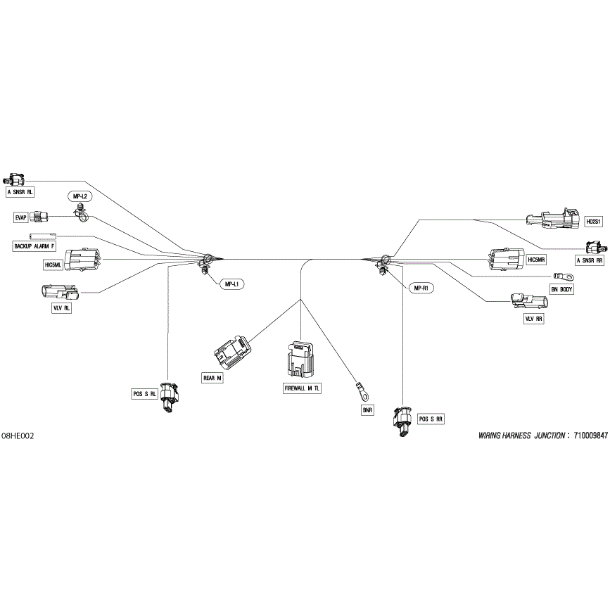 An Image of a Genuine Can-Am Parts Schematic Diagram showing the schematic - ELECTRIC - JUNCTION WIRING HARNESS - 710009847