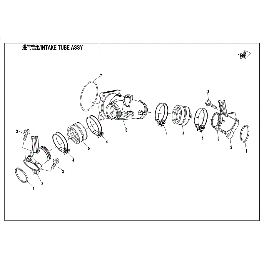 An Image of a Genuine CFMOTO Parts Schematic Diagram showing the schematic - INTAKE MANIFOLD ASSY. - 2019 CFMOTO UFORCE 1000