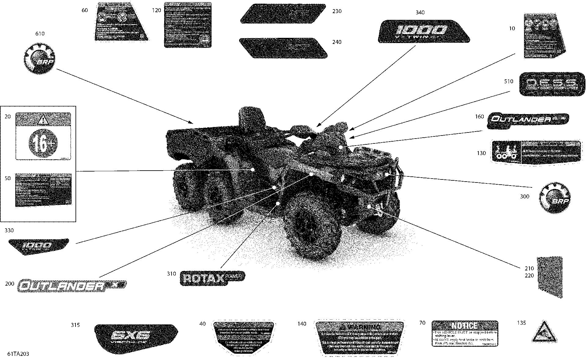 An Image of a Genuine Can-Am Parts Schematic Diagram showing the schematic - BODY - DECALS