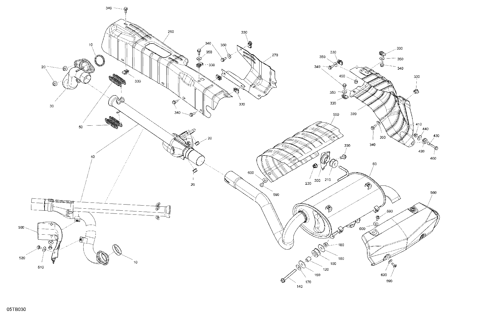 An Image of a Genuine Can-Am Parts Schematic Diagram showing the schematic - ENGINE - EXHAUST