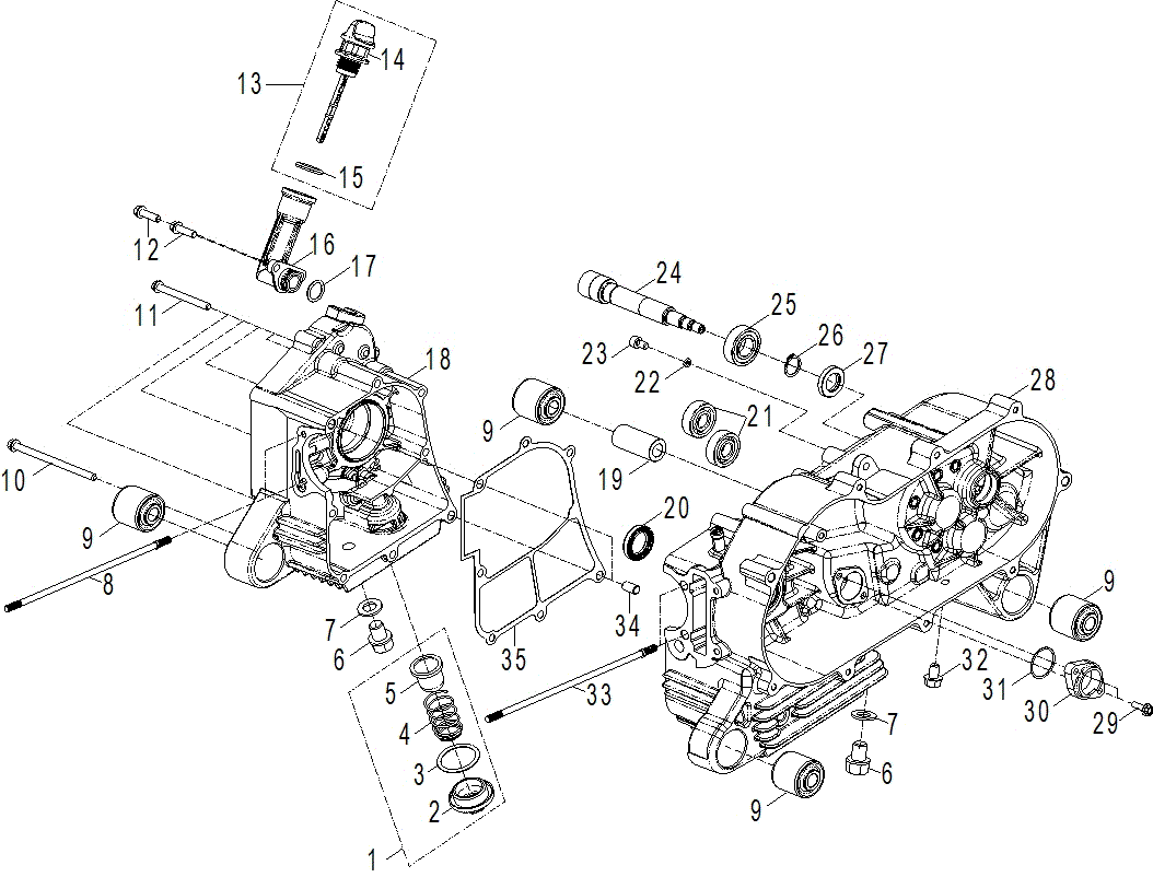 An Image of a Genuine Can-Am Parts Schematic Diagram showing the schematic - ENGINE - CRANKCASE
