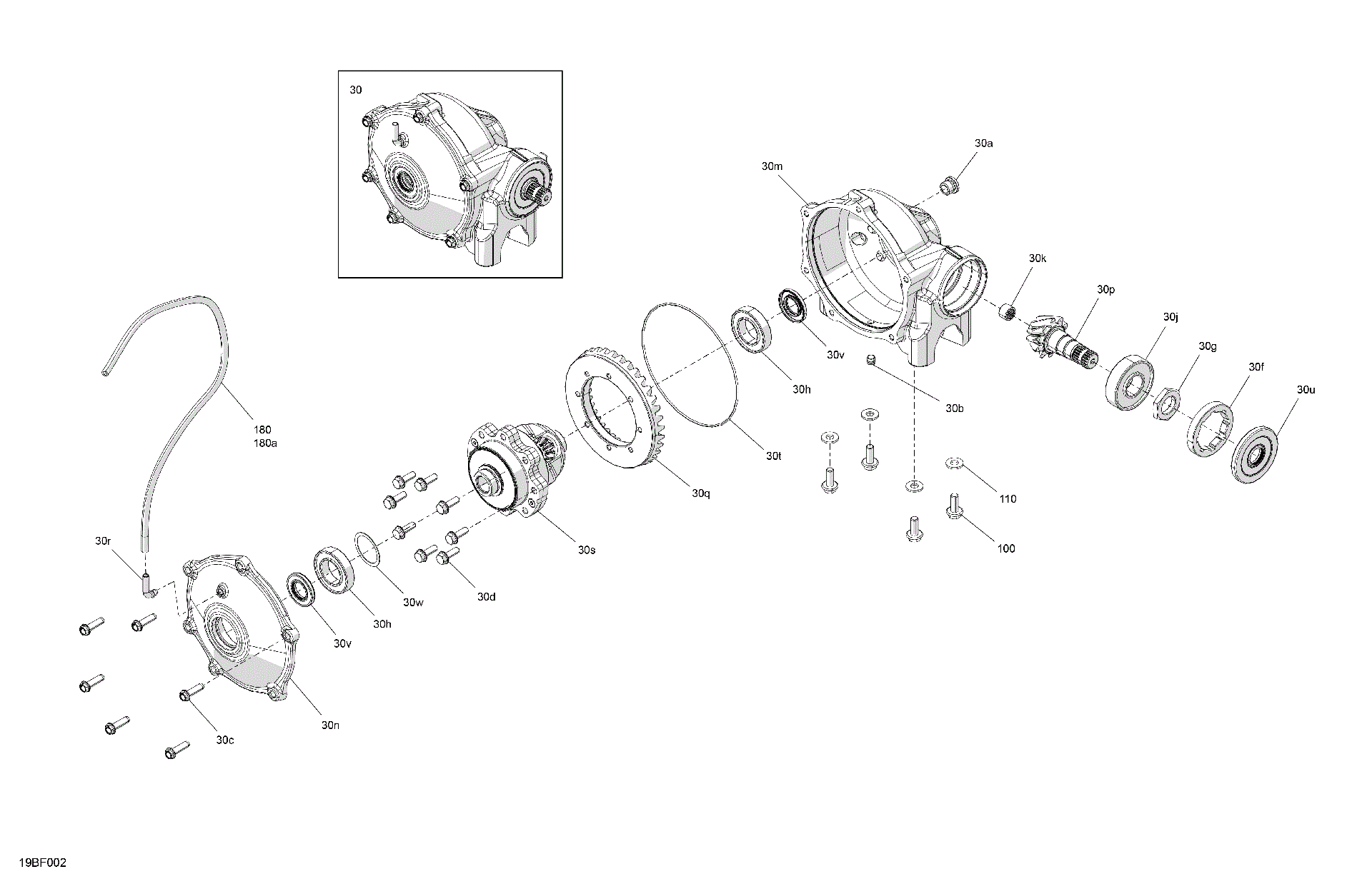 An Image of a Genuine Can-Am Parts Schematic Diagram showing the schematic - DRIVE - FRONT - DIFFERENTIAL PARTS