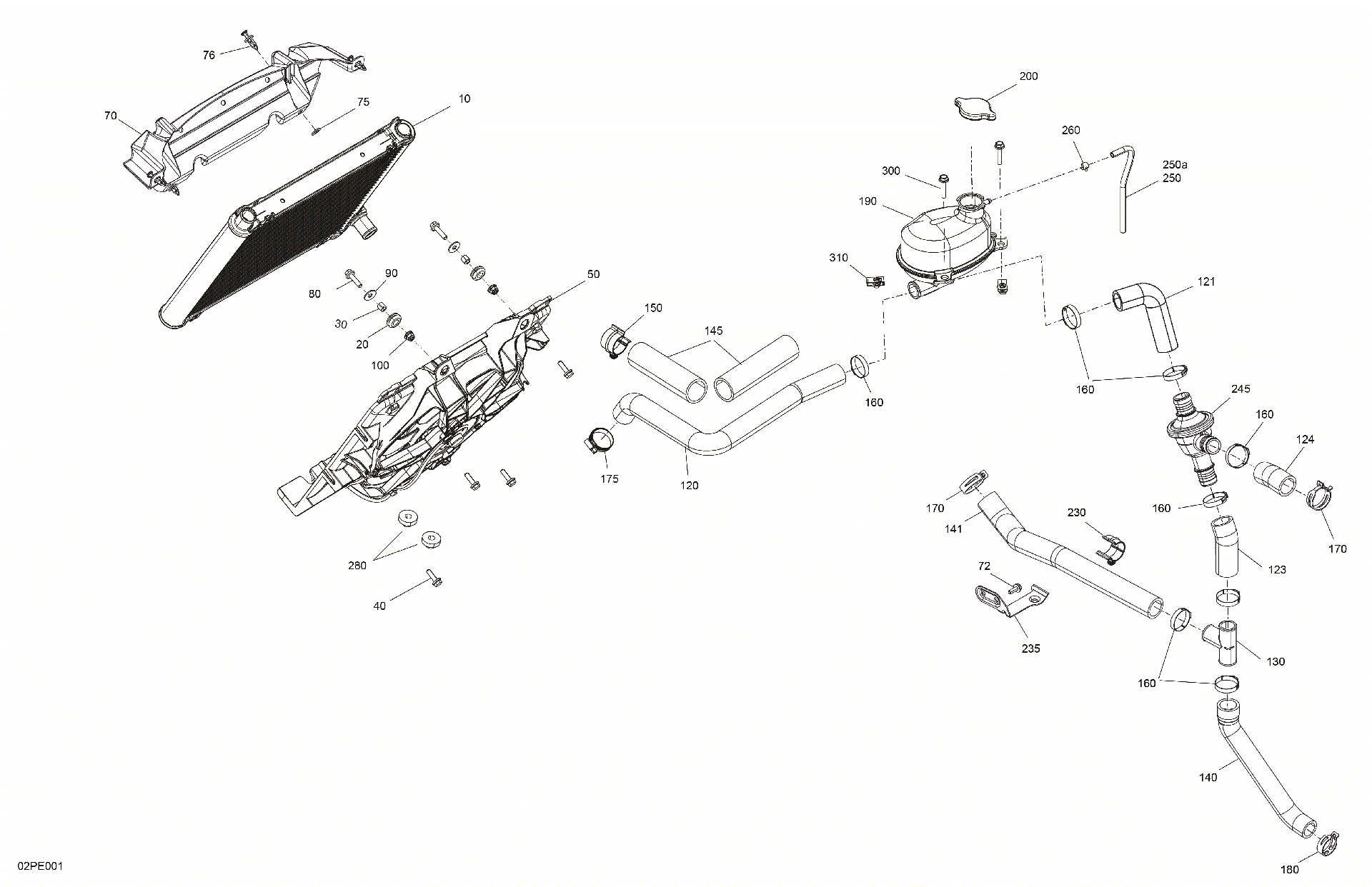 An Image of a Genuine Can-Am Parts Schematic Diagram showing the schematic - ENGINE - COOLING