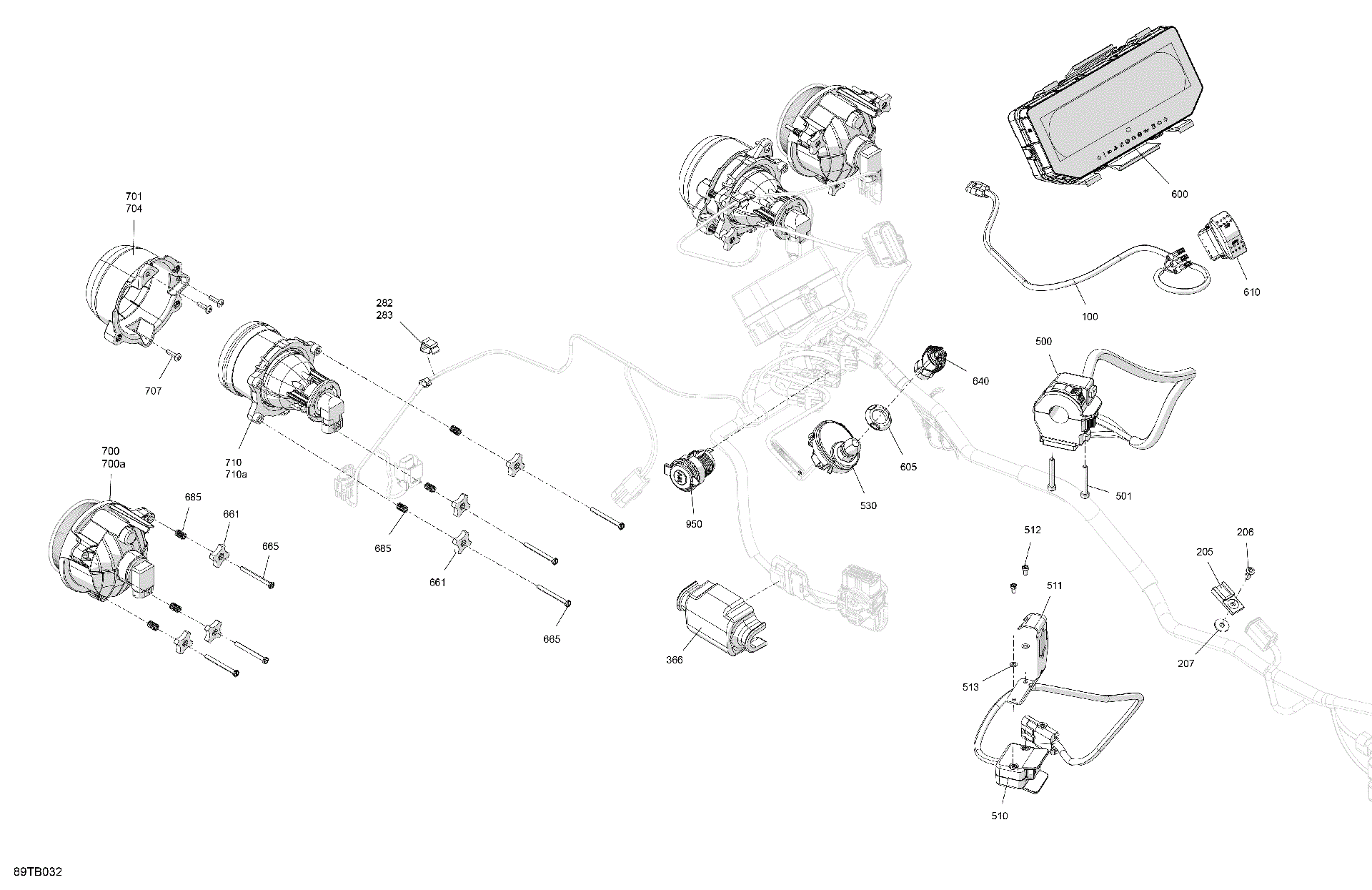 An Image of a Genuine Can-Am Parts Schematic Diagram showing the schematic - ELECTRIC - FRONT SECTION