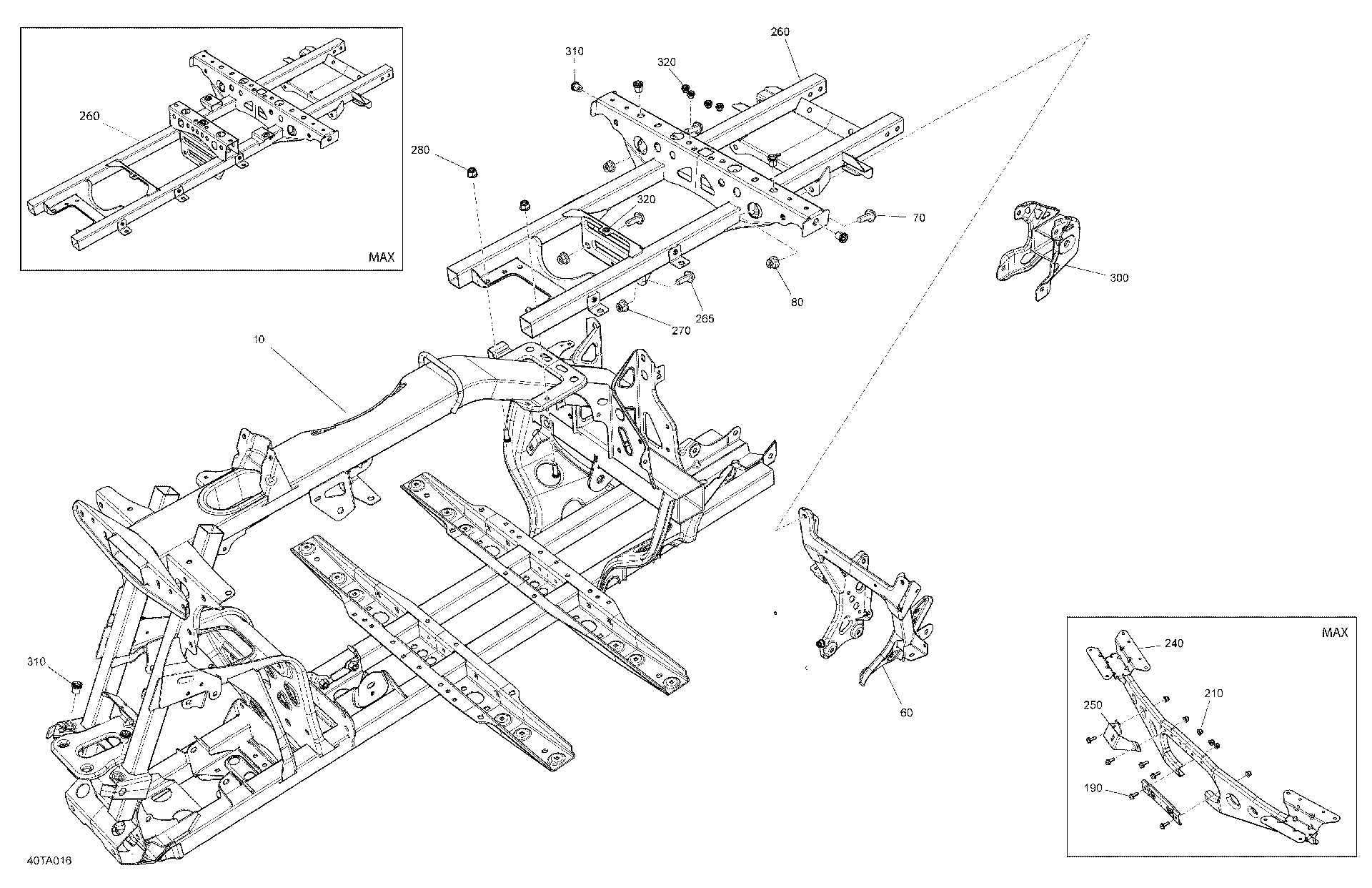 An Image of a Genuine Can-Am Parts Schematic Diagram showing the schematic - FRAME - SYSTEM