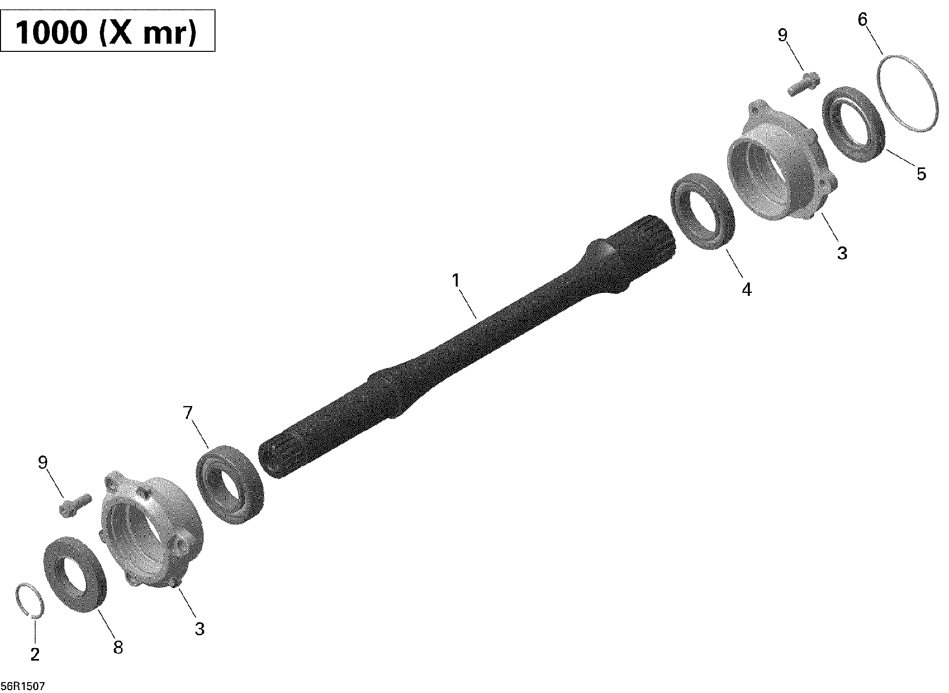 An Image of a Genuine Can-Am Parts Schematic Diagram showing the schematic - DRIVE SHAFT _56R1507