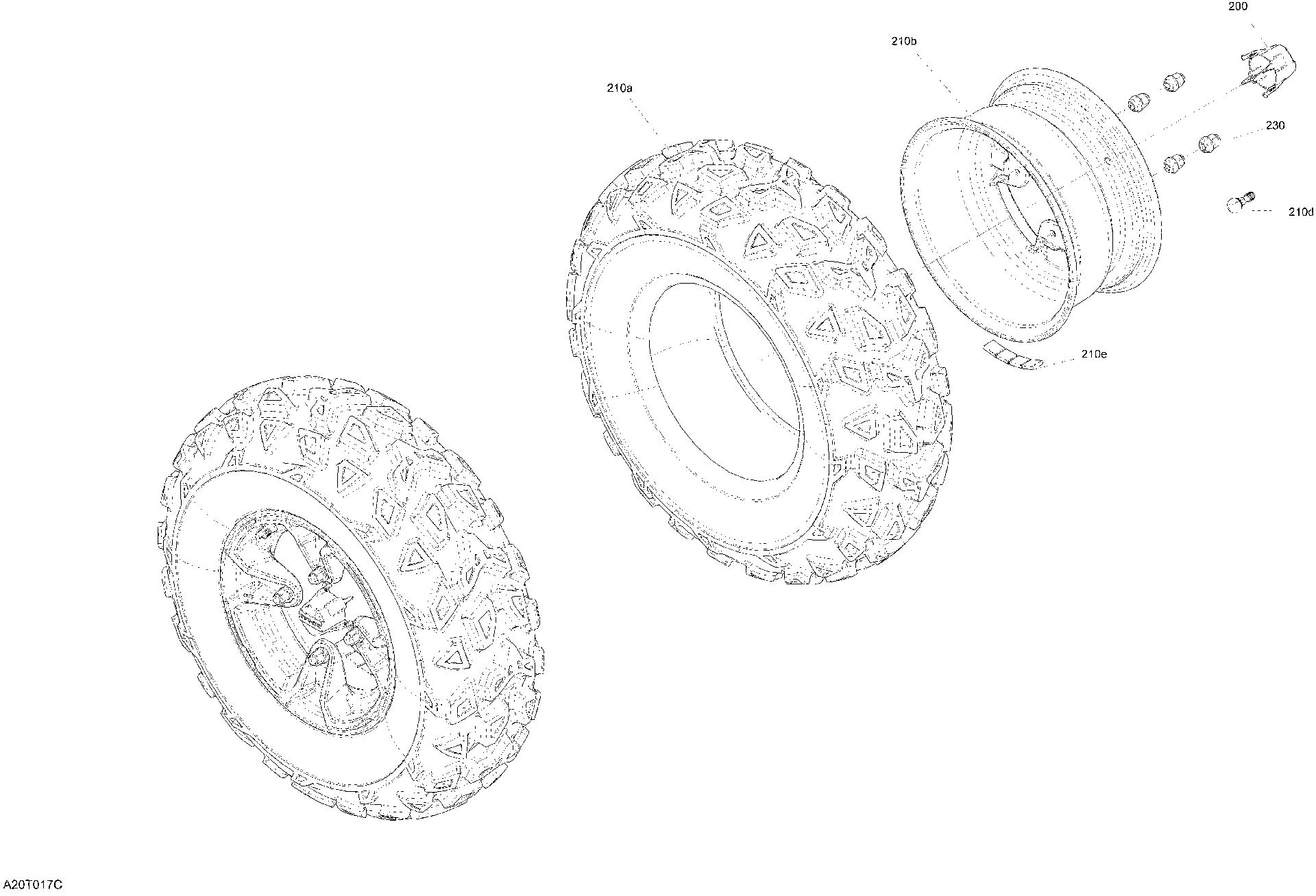 An Image of a Genuine Can-Am Parts Schematic Diagram showing the schematic - DRIVE - FRONT SECTION - WHEELS - XT