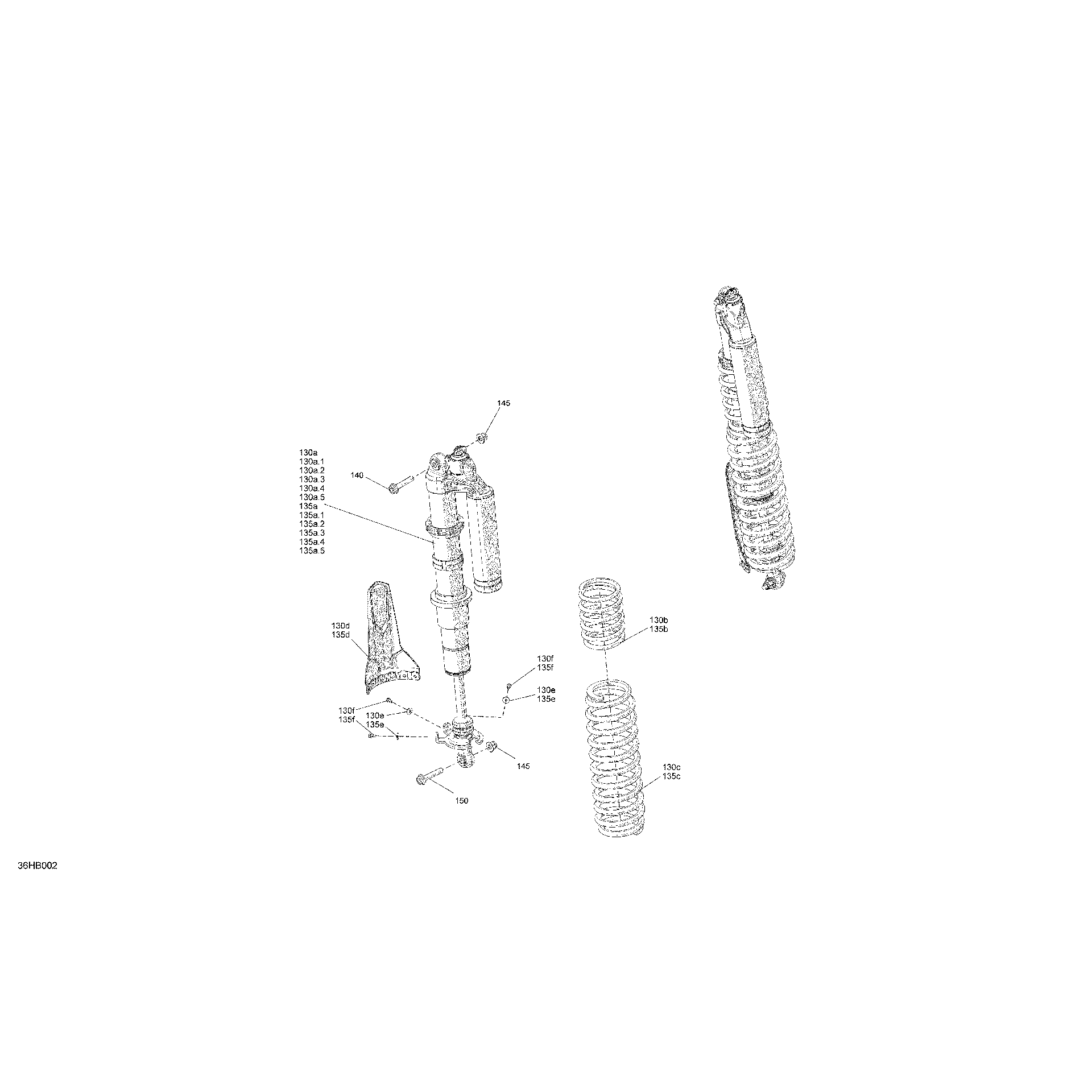An Image of a Genuine Can-Am Parts Schematic Diagram showing the schematic - SUSPENSION - REAR SHOCKS
