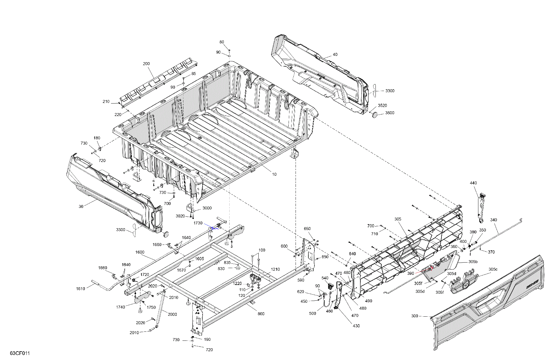 An Image of a Genuine Can-Am Parts Schematic Diagram showing the schematic - BODY - CARGO