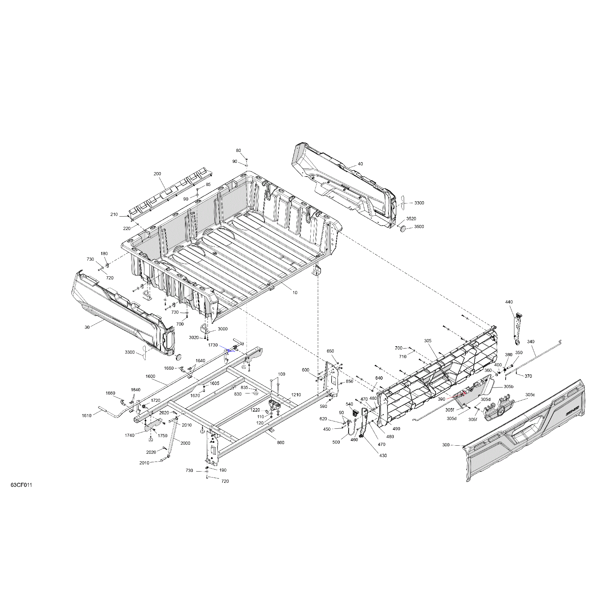 An Image of a Genuine Can-Am Parts Schematic Diagram showing the schematic - BODY - CARGO