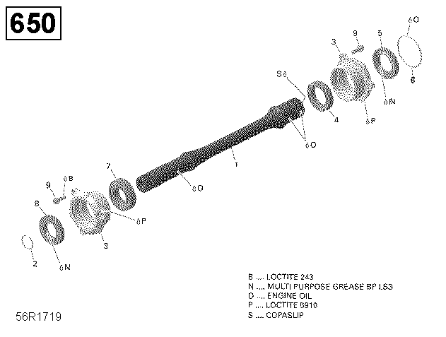 An Image of a Genuine Can-Am Parts Schematic Diagram showing the schematic - DRIVE SHAFT - 650 EFI
