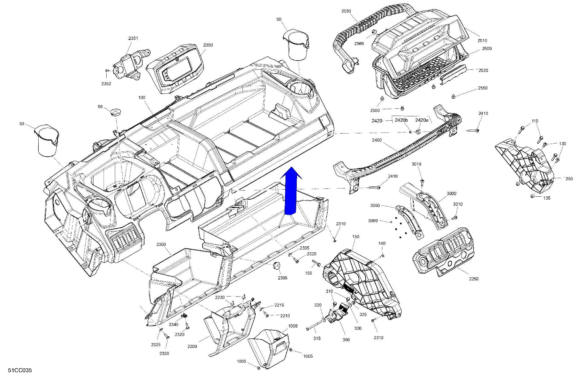 An Image of a Genuine Can-Am Parts Schematic Diagram showing the schematic - CAB INTERIOR - DASHBOARD