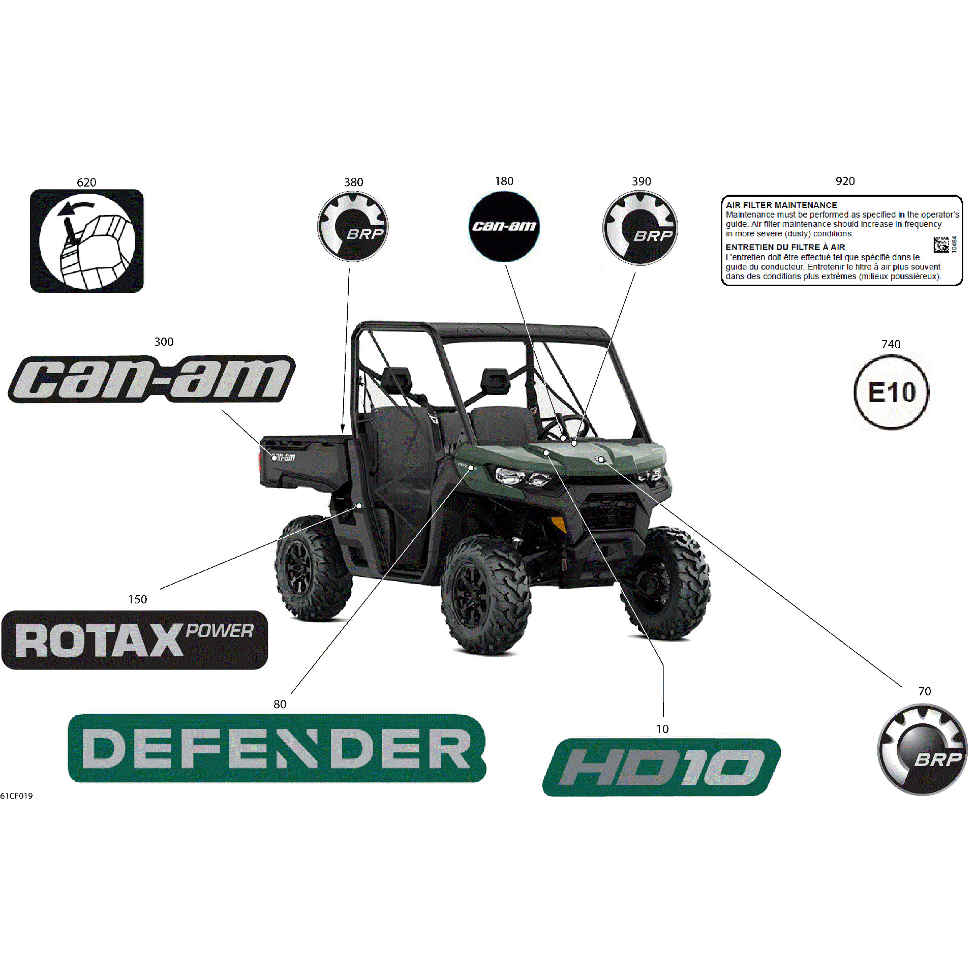 An Image of a Genuine Can-Am Parts Schematic Diagram showing the schematic - BODY - DECALS