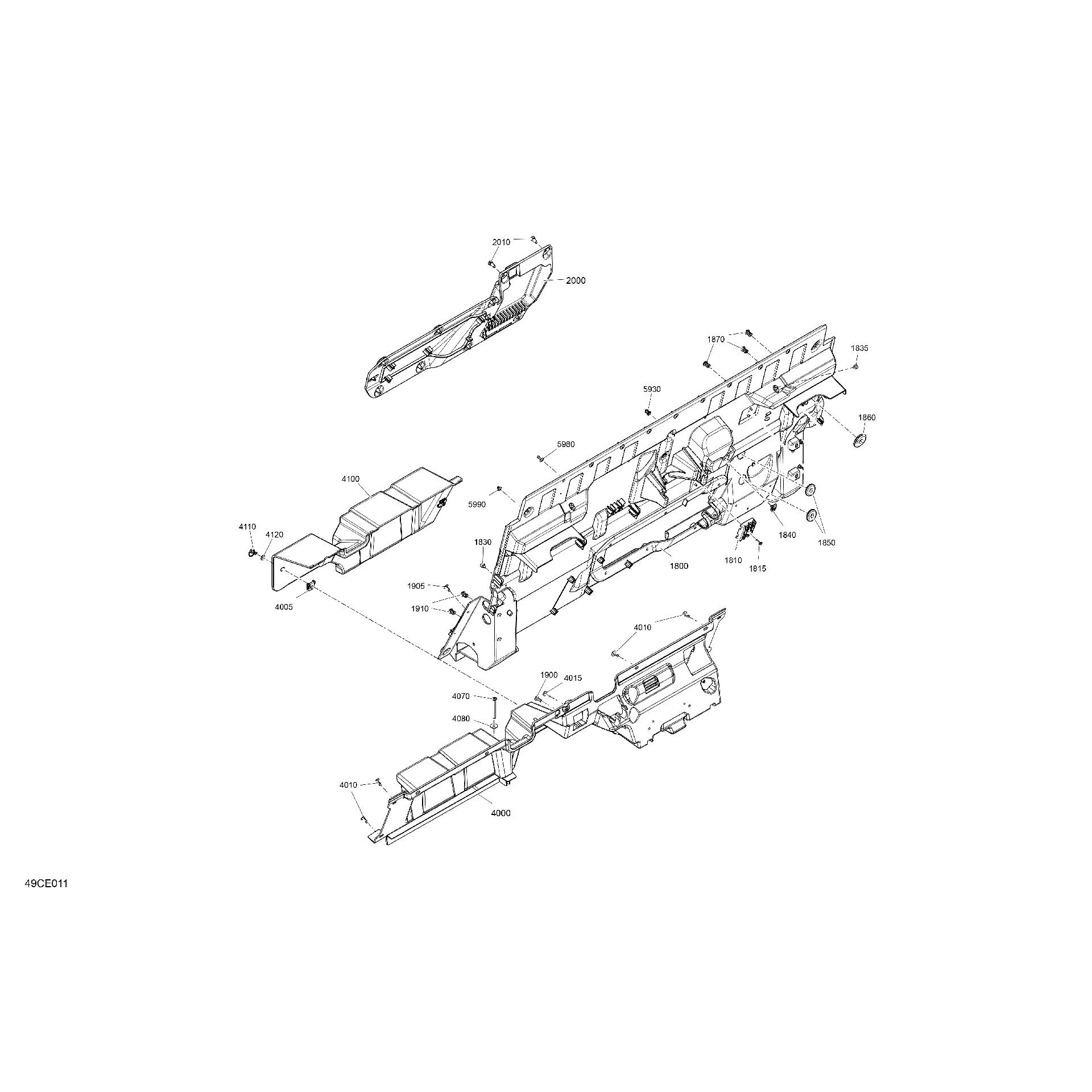 An Image of a Genuine Can-Am Parts Schematic Diagram showing the schematic - CAB INTERIOR - BACK WALL