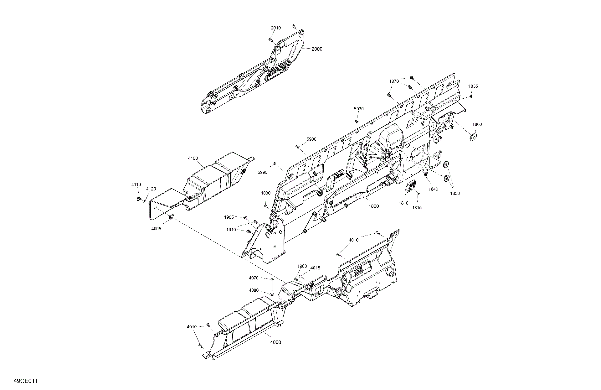 An Image of a Genuine Can-Am Parts Schematic Diagram showing the schematic - CAB INTERIOR - BACK WALL